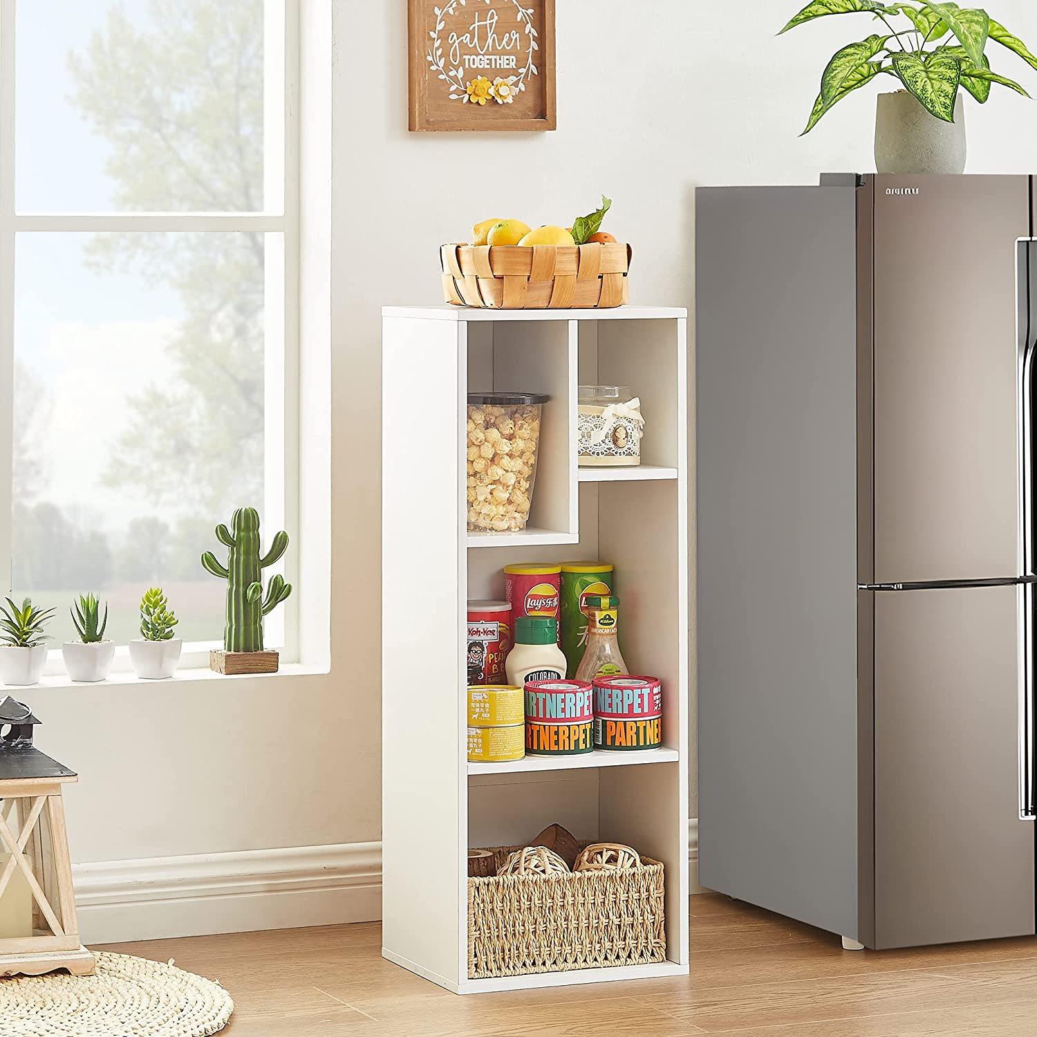 VECELO Modern 3-Tier Small Bookcase, 4 Cube/5 Cube Bookshelf/Storage Organizer - VECELO