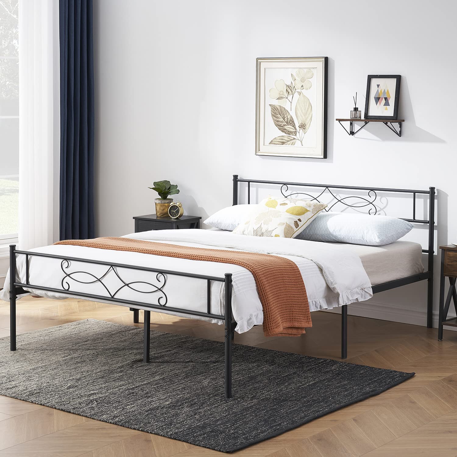 VECELO Metal Platform Bed Frame with Headboard & Footboard Premium Steel Slat Support Noise-Free - VECELO