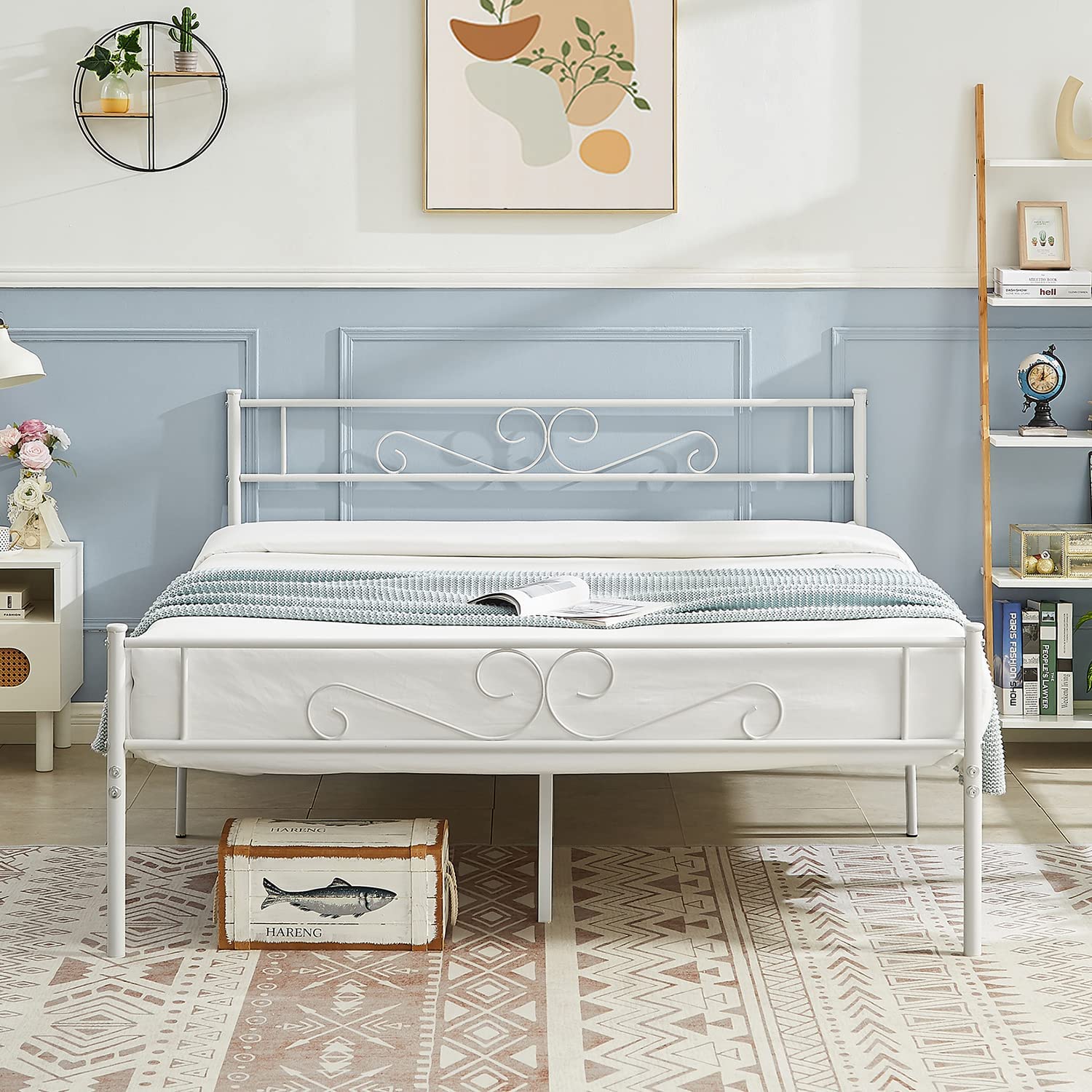 VECELO Metal Platform Bed Frame Mattress Foundation with Headboard & Footboard - VECELO