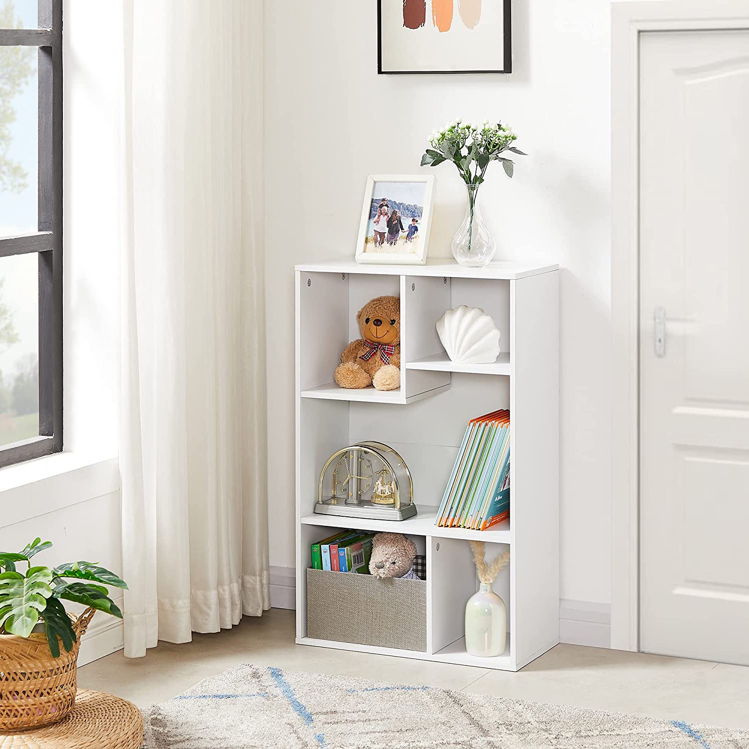 VECELO Modern 3-Tier Small Bookcase, 4 Cube/5 Cube Bookshelf/Storage Organizer - VECELO