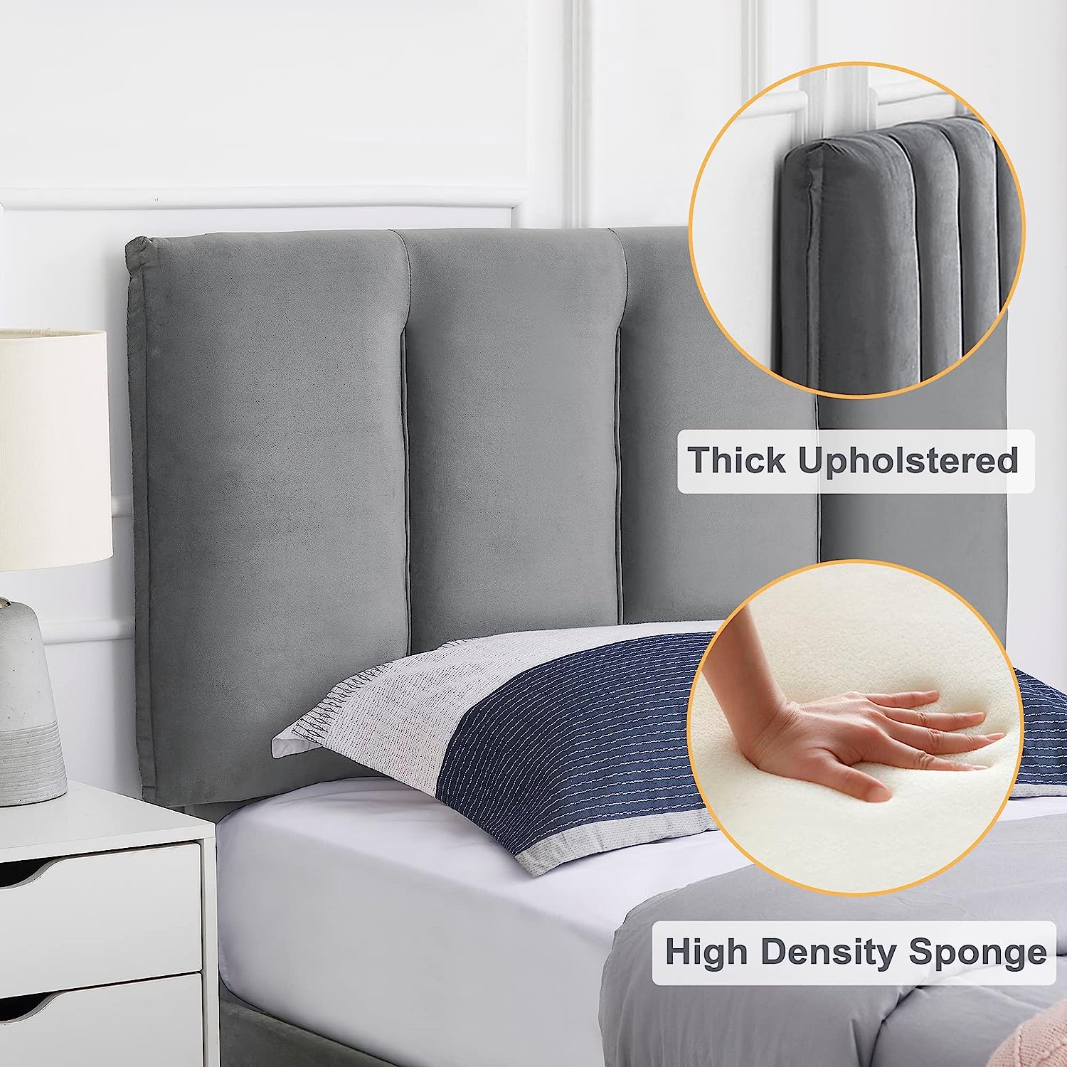 VECELO Modern Upholstered Platform Bedframe, Adjustable Headboard - VECELO