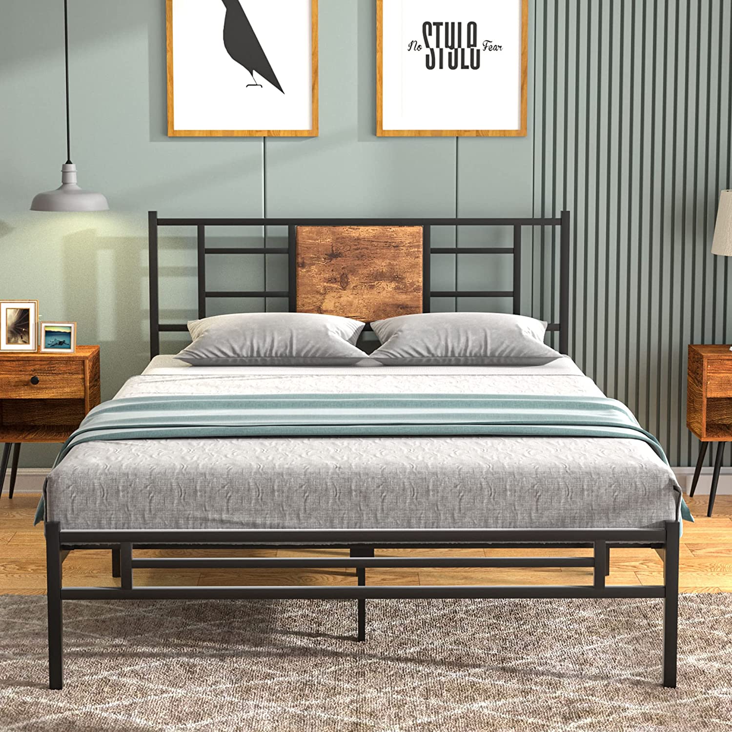 VECELO Platform Bed Frame Mattress Foundation with Headboard and Footboard - VECELO