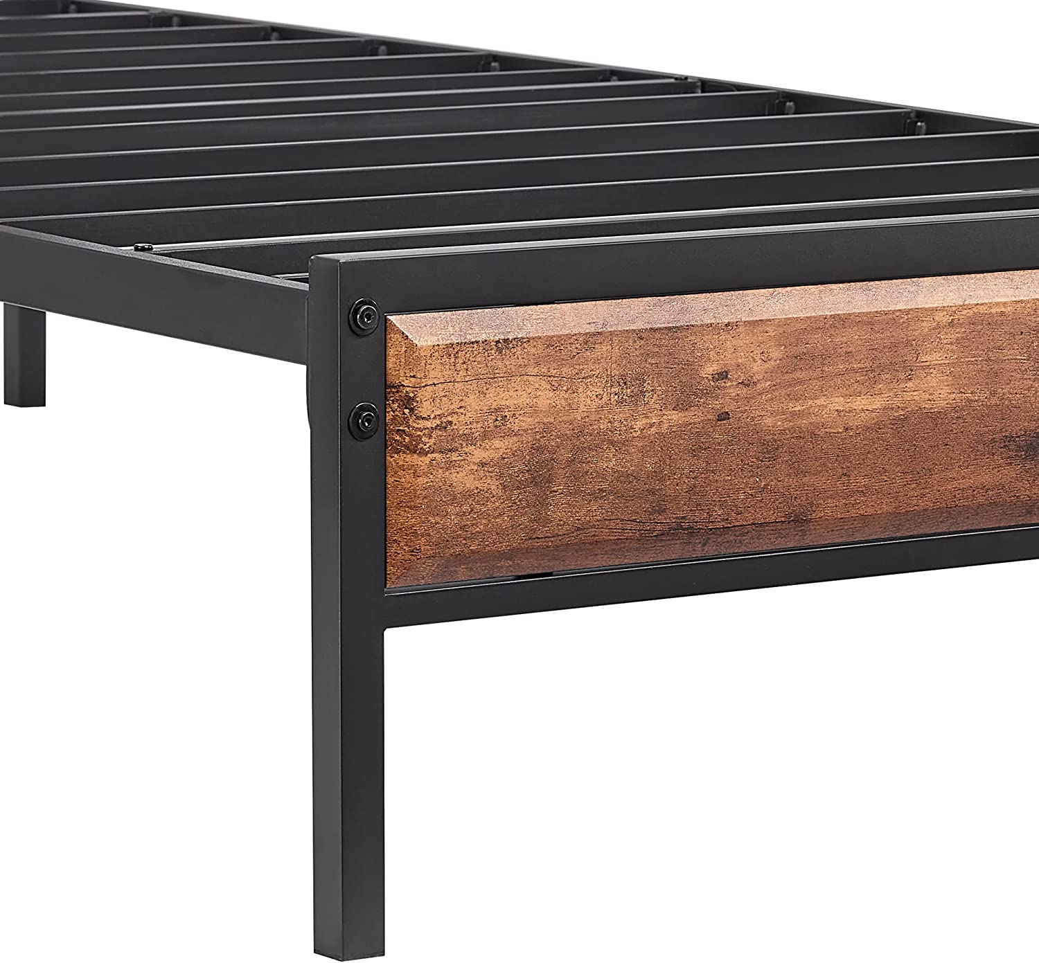 VECELO Metal Bed Frame Platform with Wooden Headboard&Footboard Mattress Foundation - VECELO