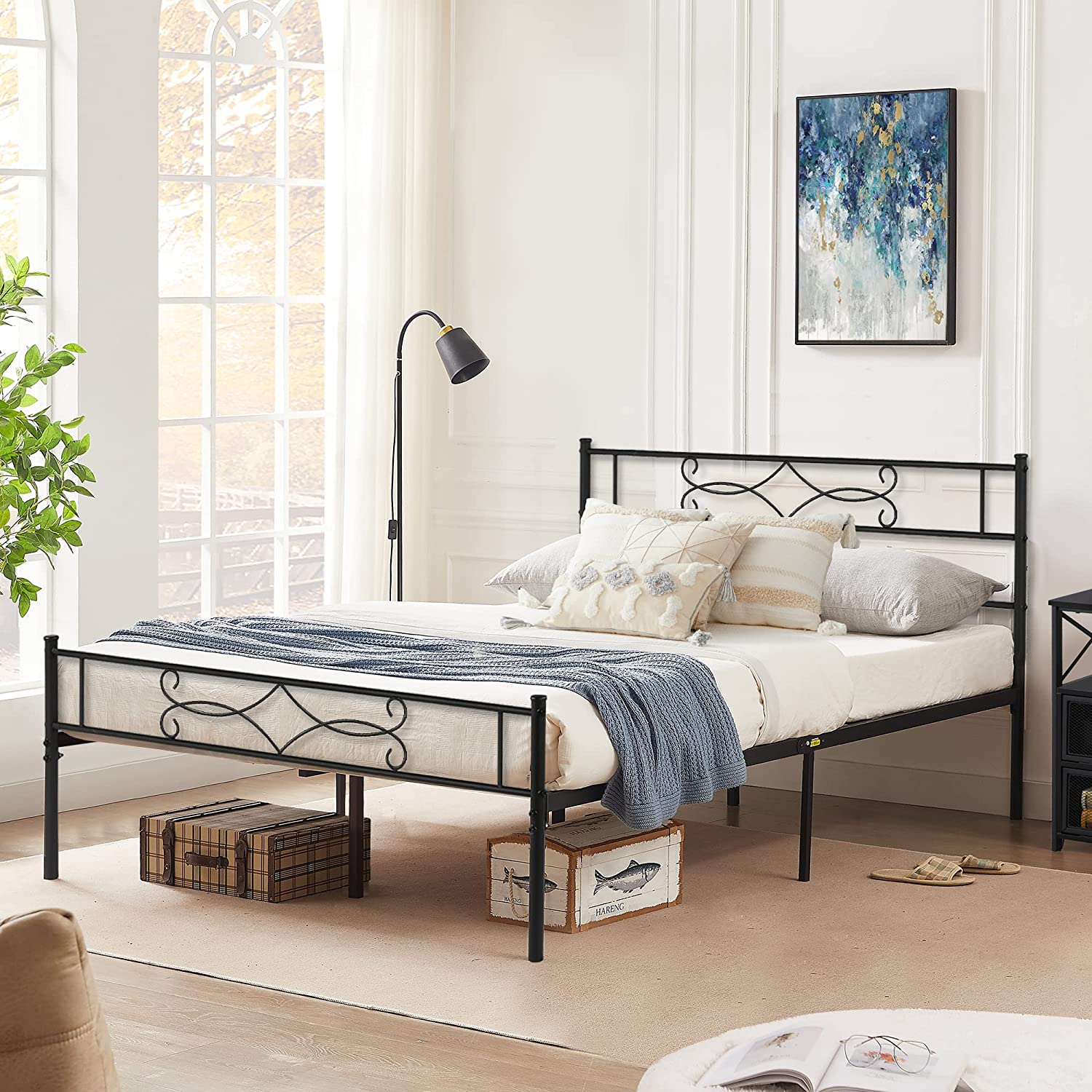 VECELO Metal Platform Bed Frame with Headboard & Footboard Premium Steel Slat Support Noise-Free - VECELO