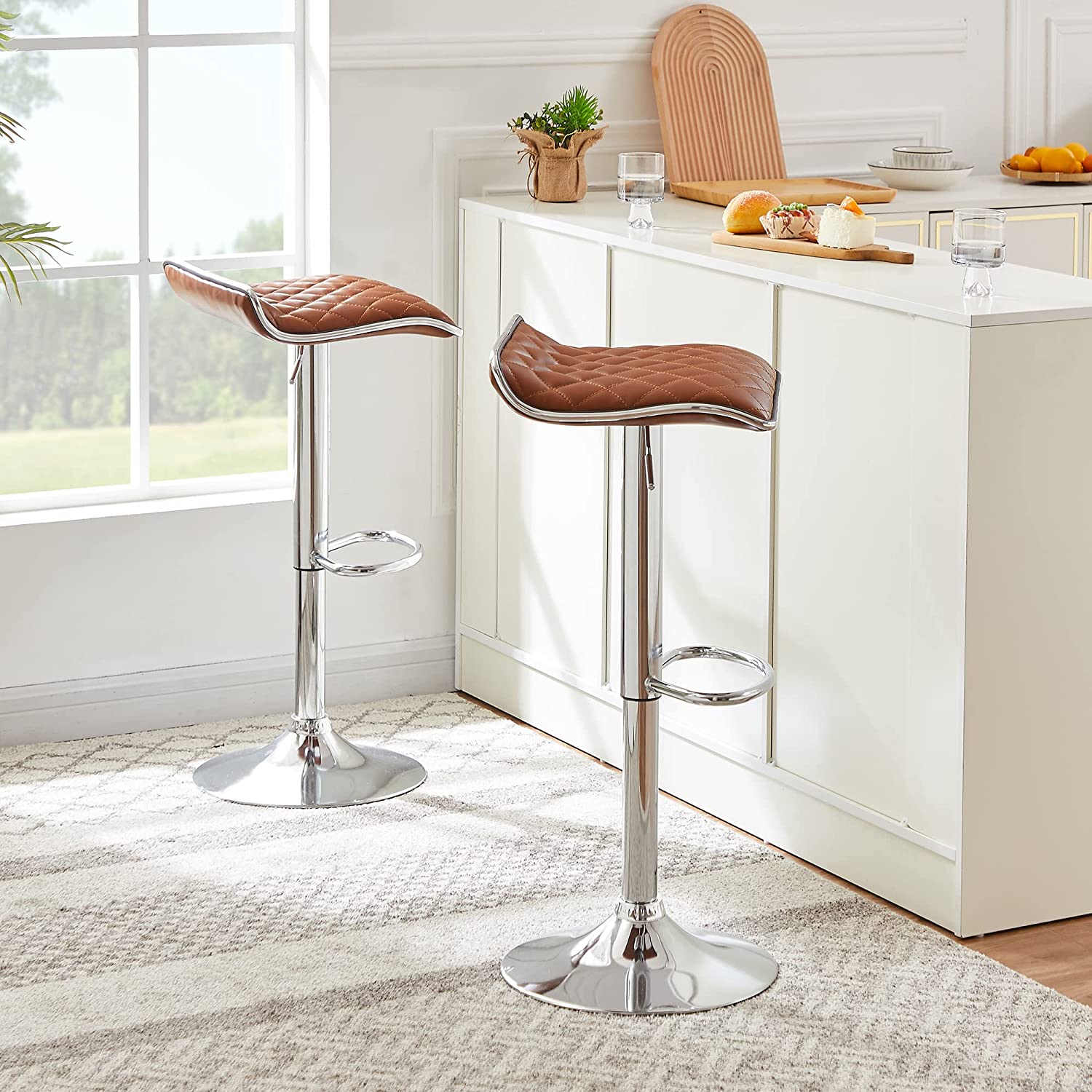 VECELO Bar Stools Set of 2, Kitchen Island Counter Height Bar Chairs - VECELO