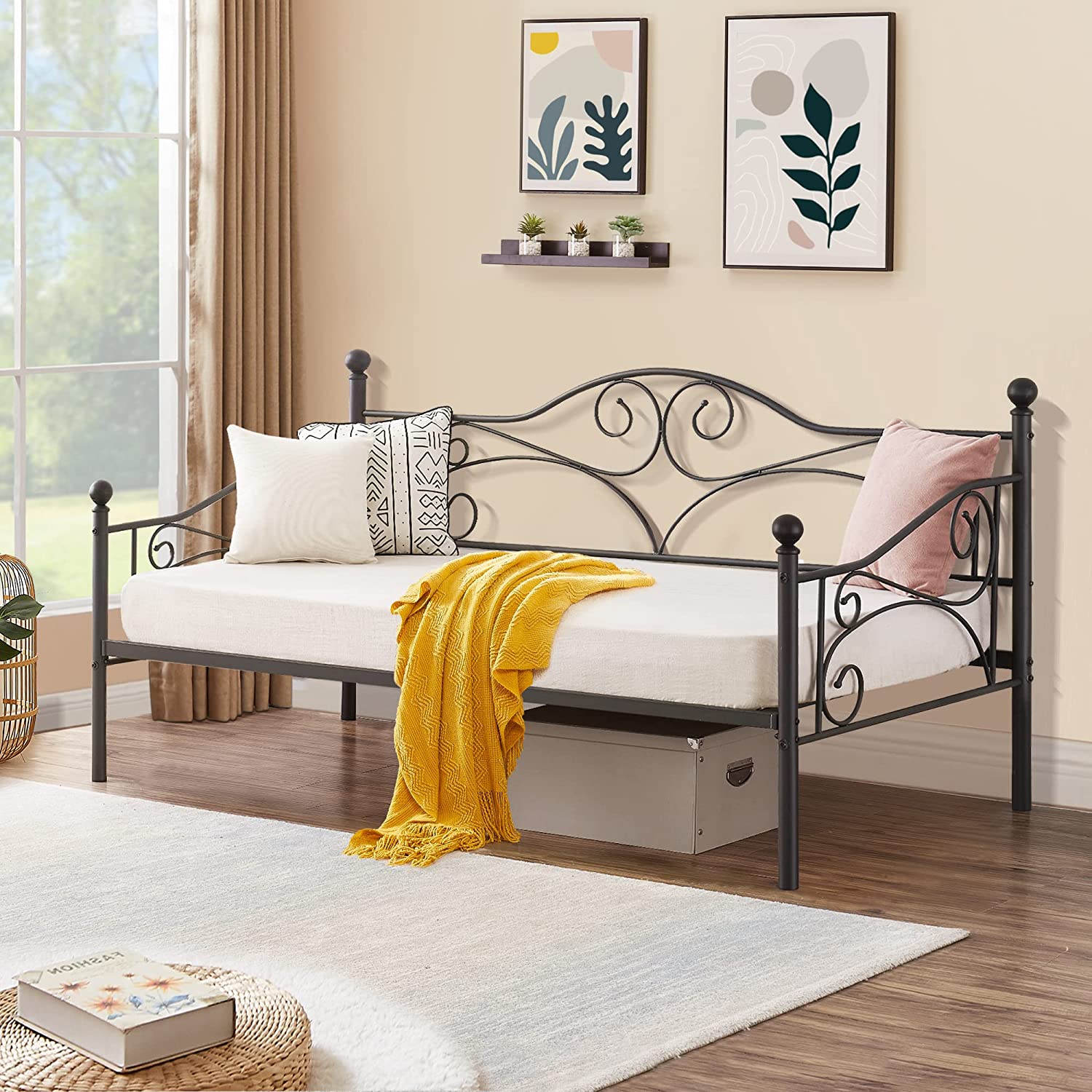 VECELO Premium Daybed Metal Bed Frame Twin Size - VECELO