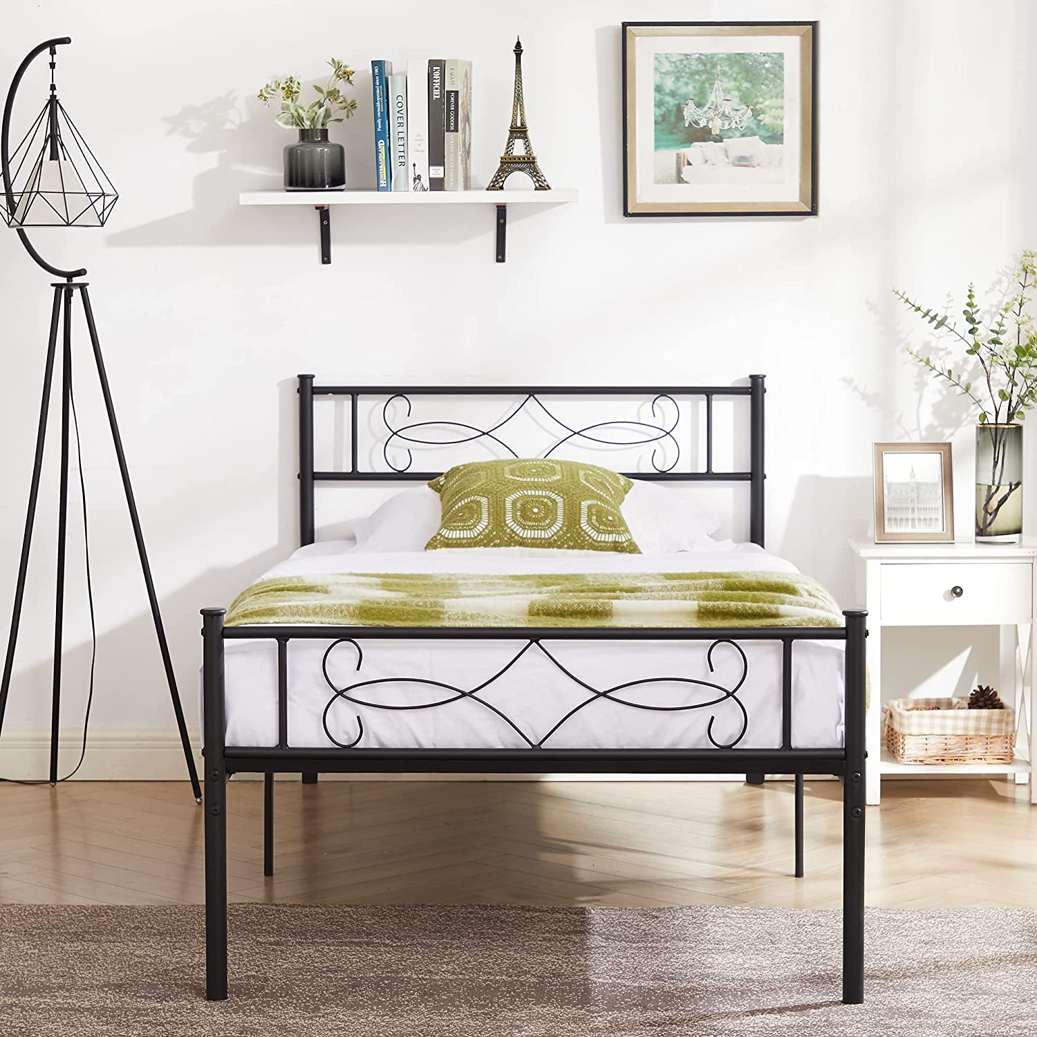 VECELO Metal Platform Bed Frame with Headboard & Footboard Premium Steel Slat Support Noise-Free - VECELO