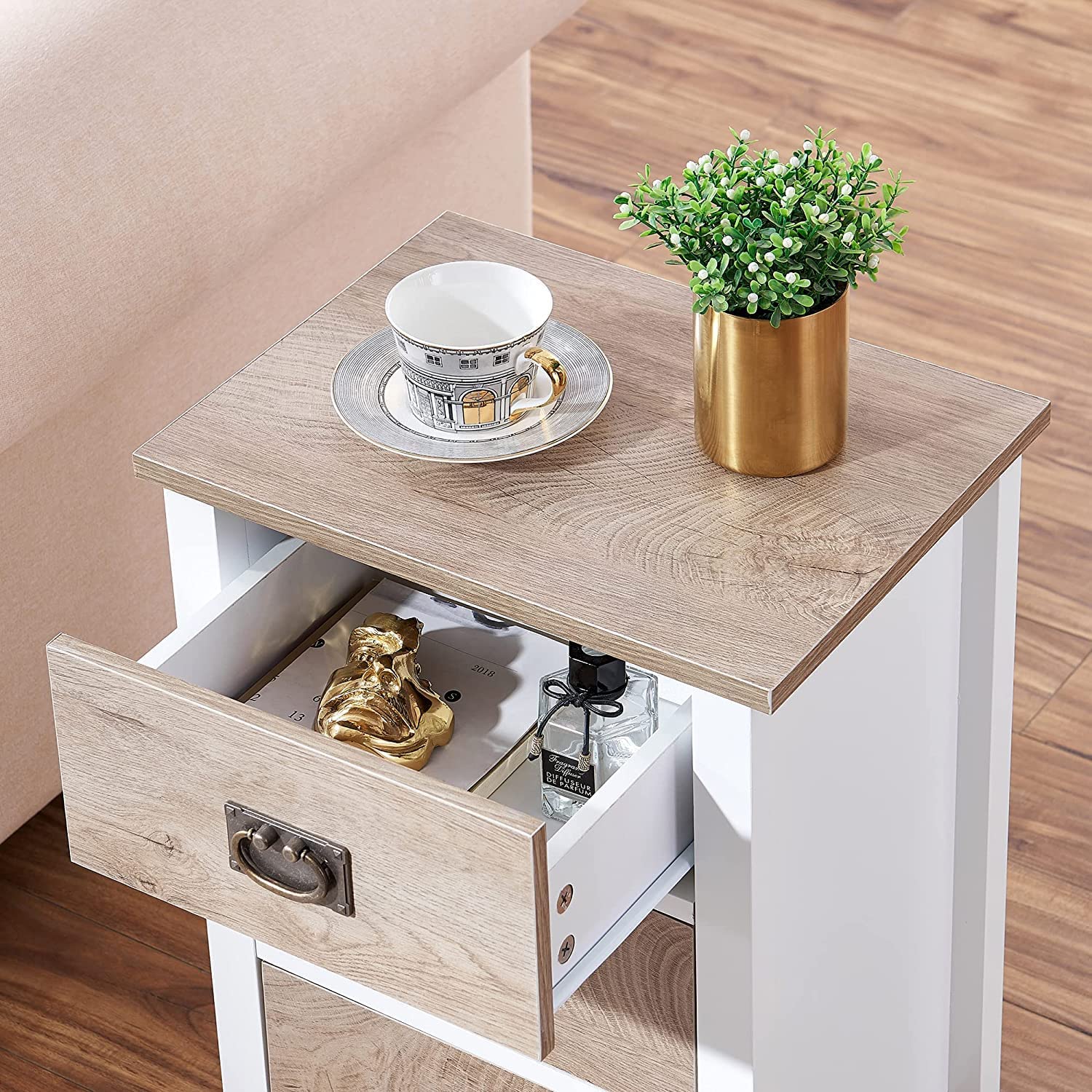 VECELO Modern Nightstands Set of 2, Side End Table with Drawers - VECELO