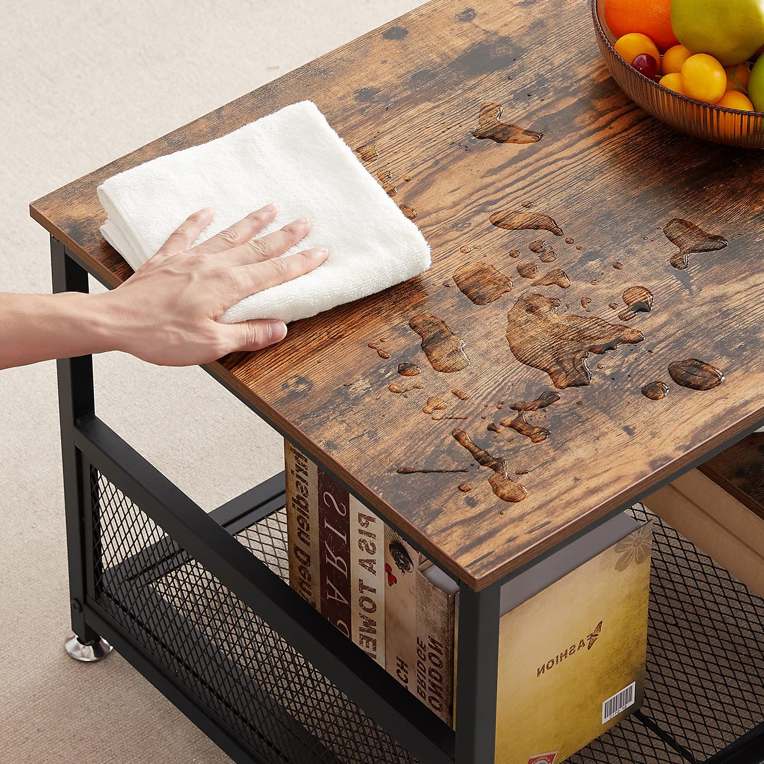 VECELO 39.4 Inch TV Stand/Coffee Table with Storage and Mesh Shelf for Living Room - VECELO