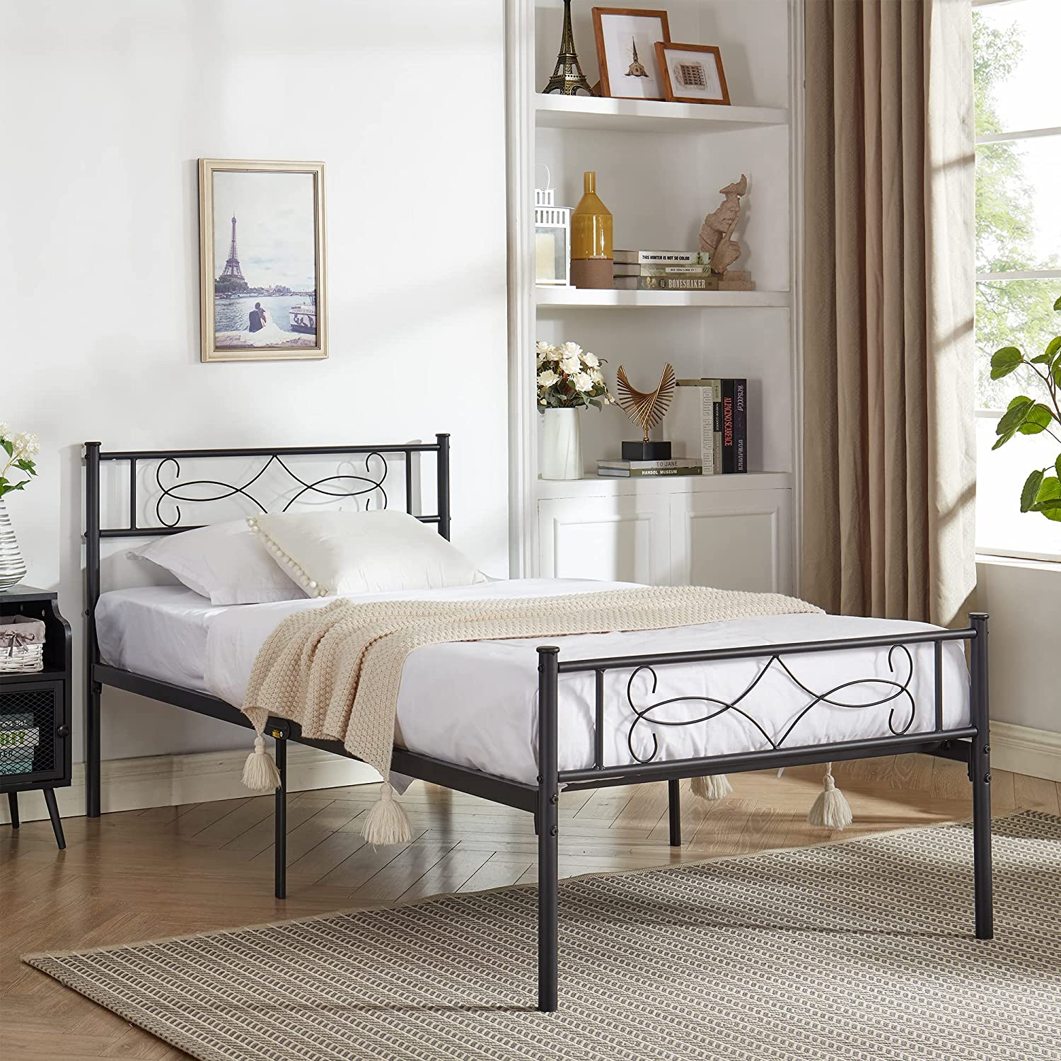VECELO Metal Platform Bed Frame with Headboard & Footboard Premium Steel Slat Support Noise-Free - VECELO