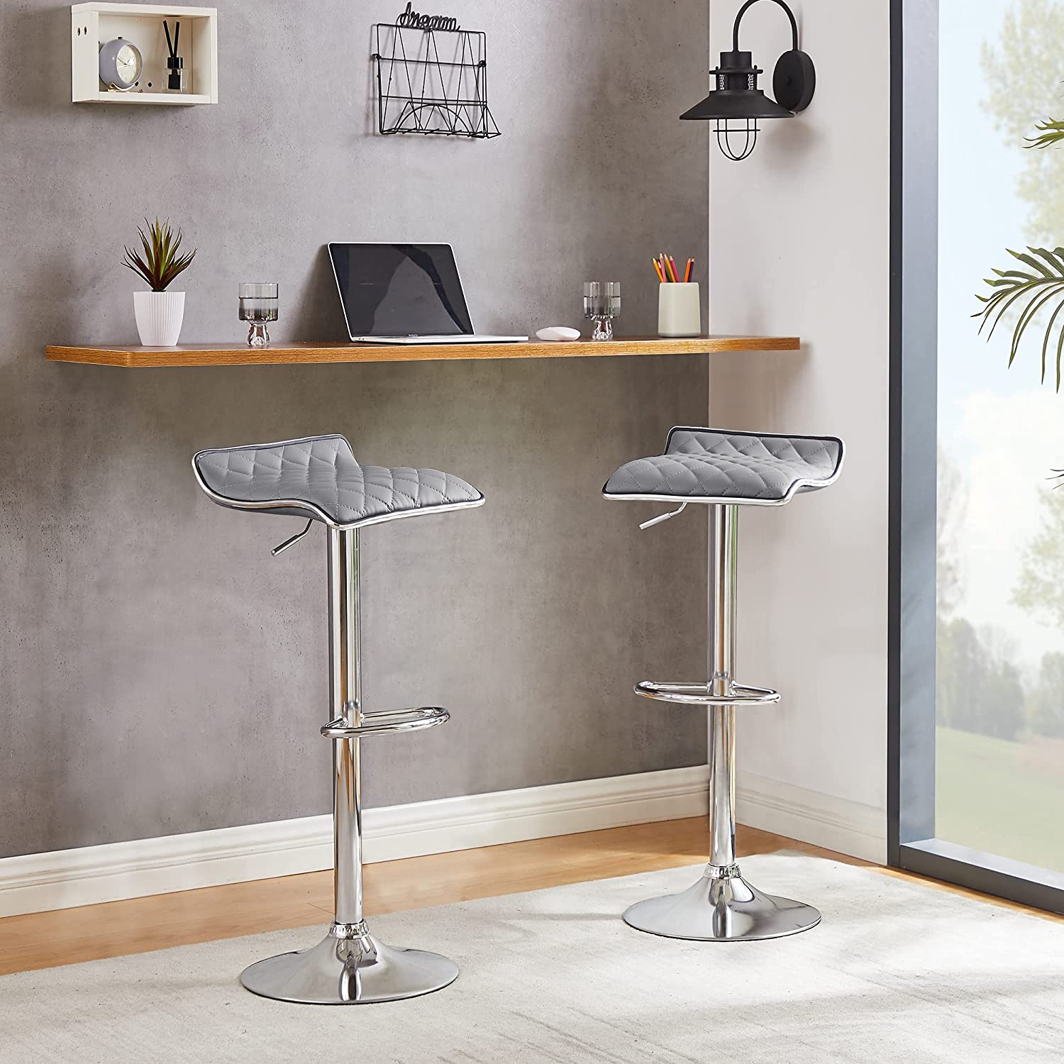 VECELO Bar Stools Set of 2, Kitchen Island Counter Height Bar Chairs - VECELO