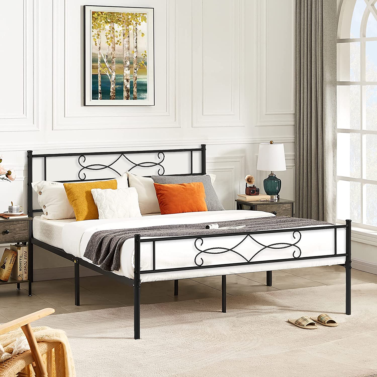 VECELO Metal Platform Bed Frame with Headboard & Footboard Premium Steel Slat Support Noise-Free - VECELO