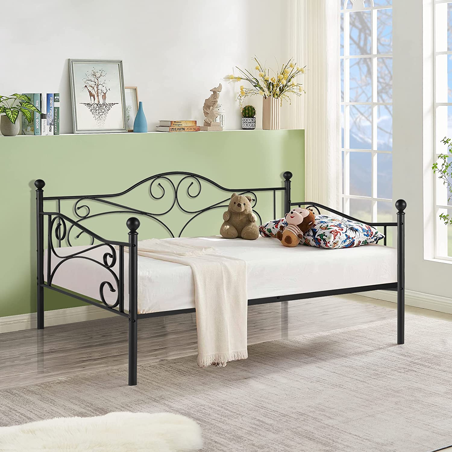 VECELO Premium Daybed Metal Bed Frame Twin Size - VECELO