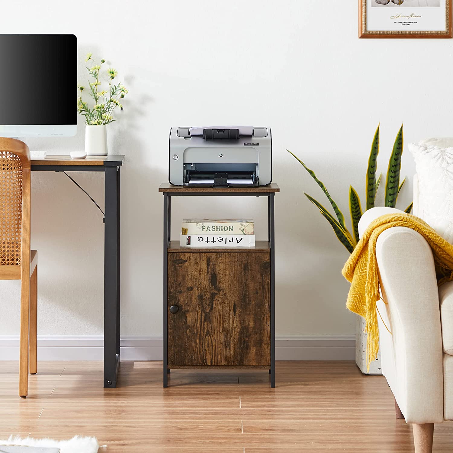 VECELO Tall Side Storage, Large Capacity Bedside Nightstand - VECELO