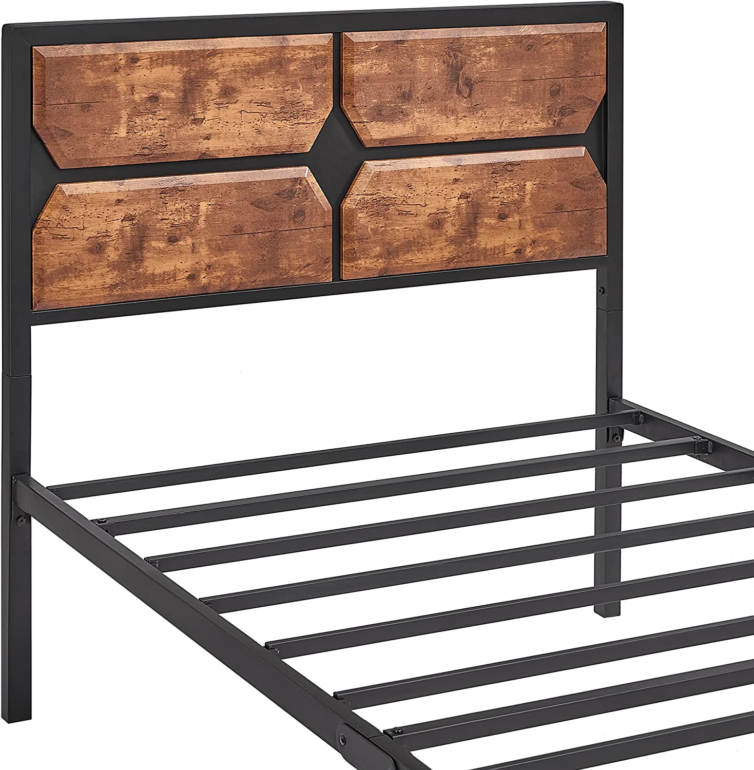 VECELO Metal Bed Frame Platform with Wooden Headboard&Footboard Mattress Foundation - VECELO