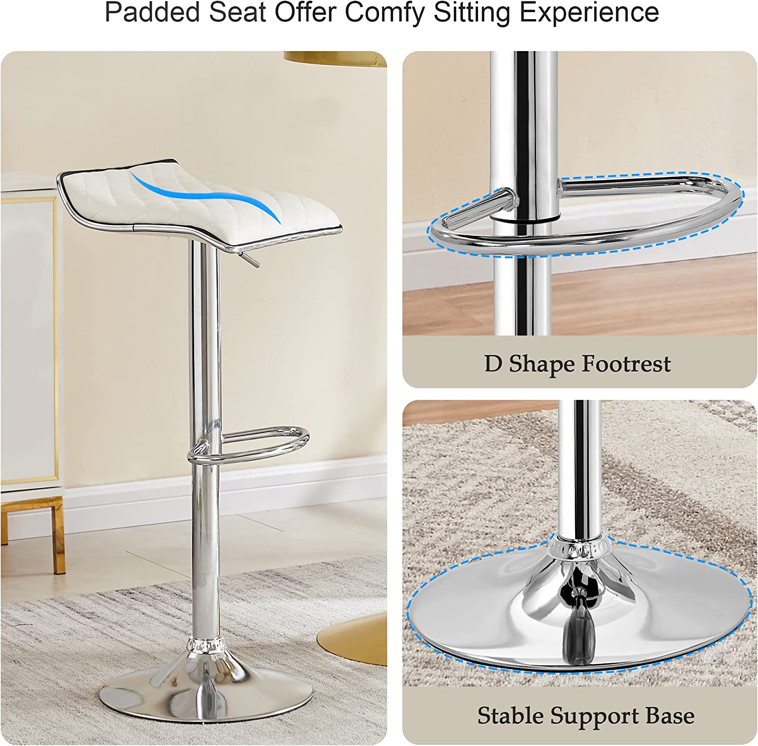 VECELO Bar Stools Set of 2, Kitchen Island Counter Height Bar Chairs - VECELO