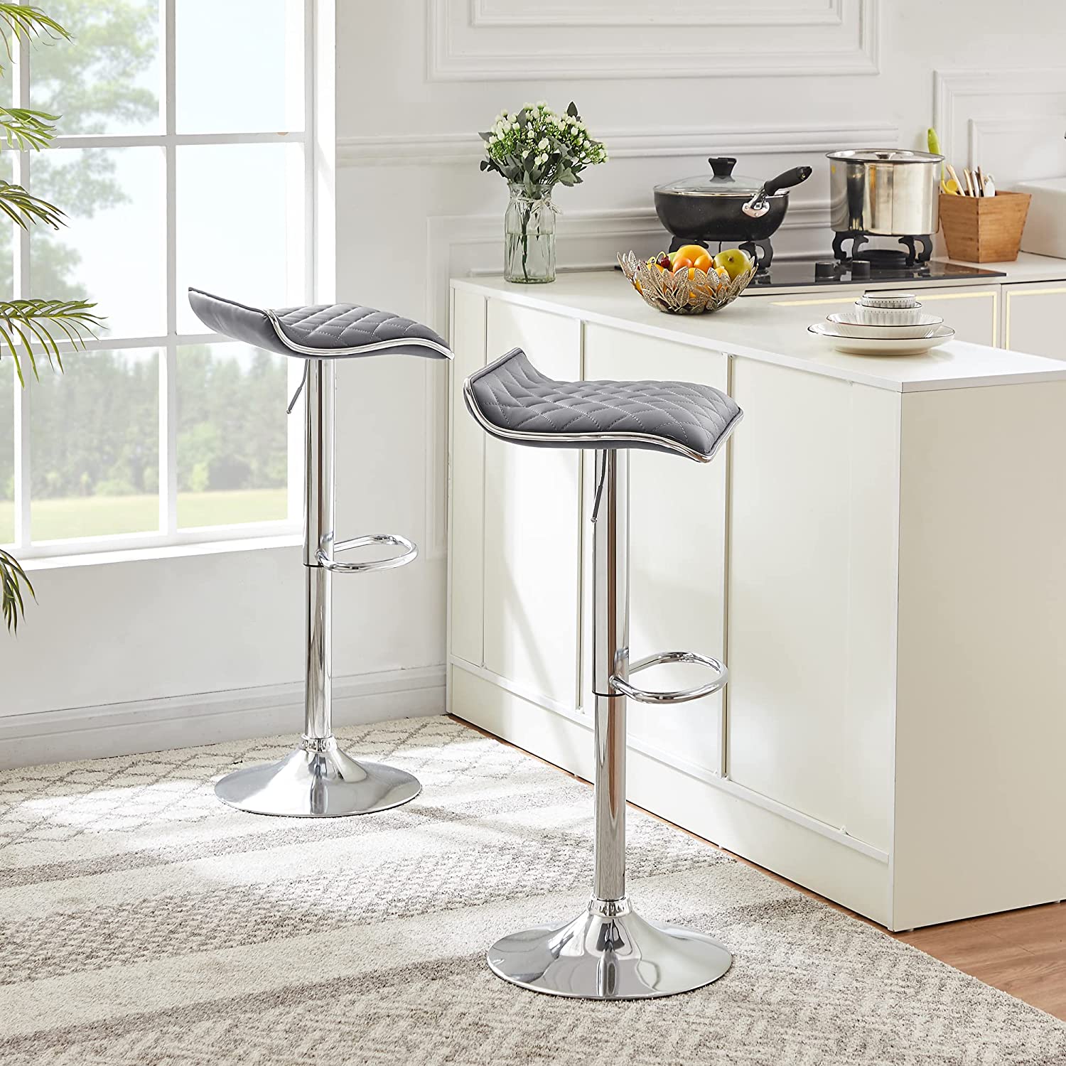 VECELO Bar Stools Set of 2, Kitchen Island Counter Height Bar Chairs - VECELO