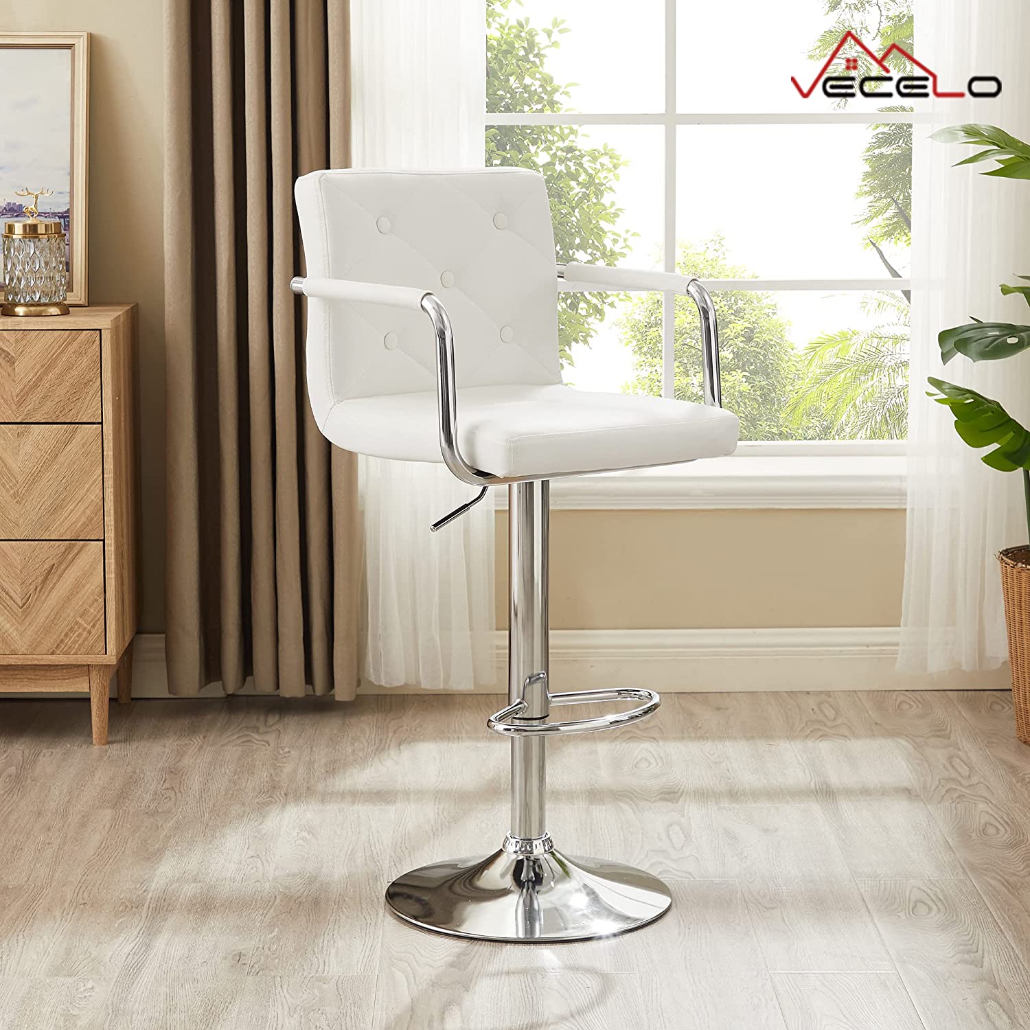 VECELO Adjustable Counter Height Bar Stools Set of 2 - VECELO