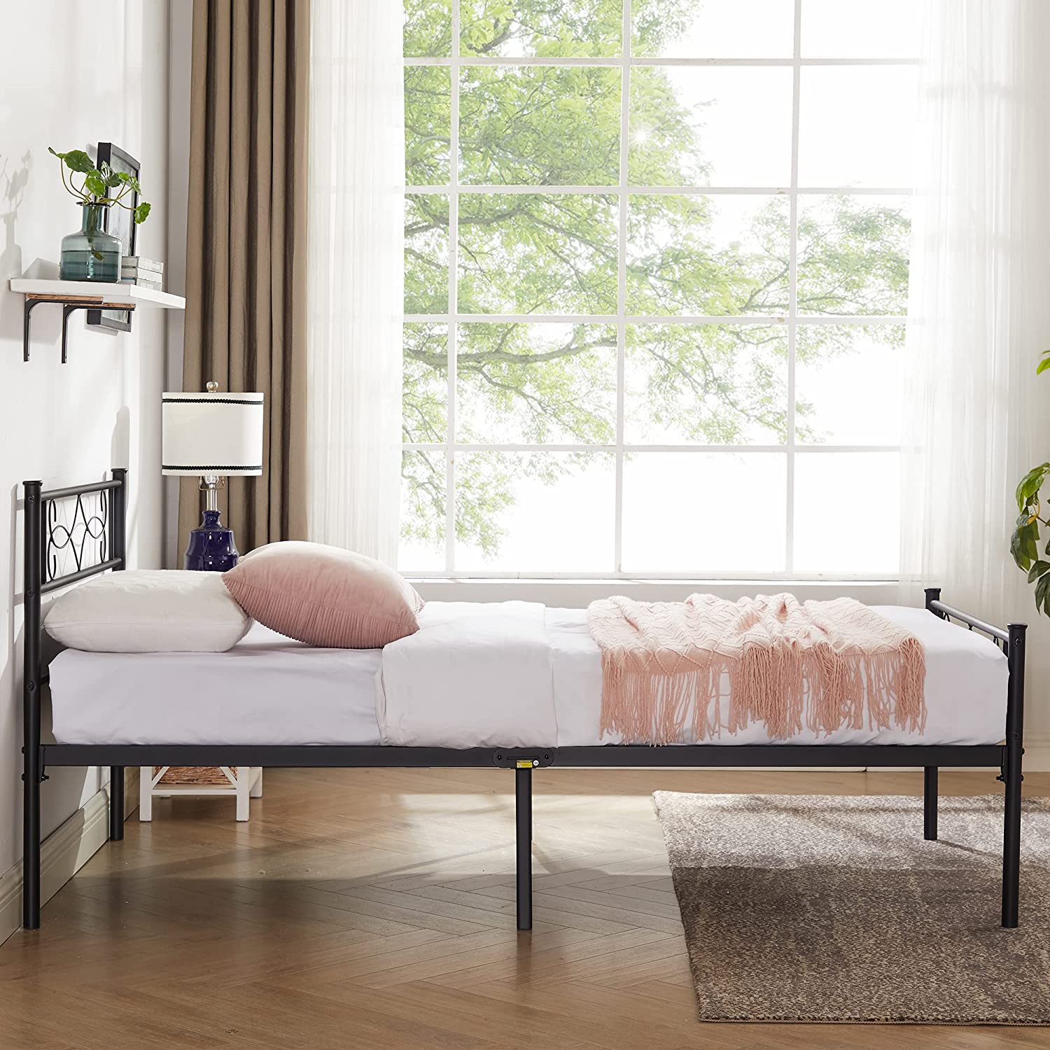 VECELO Metal Platform Bed Frame with Headboard & Footboard Premium Steel Slat Support Noise-Free - VECELO