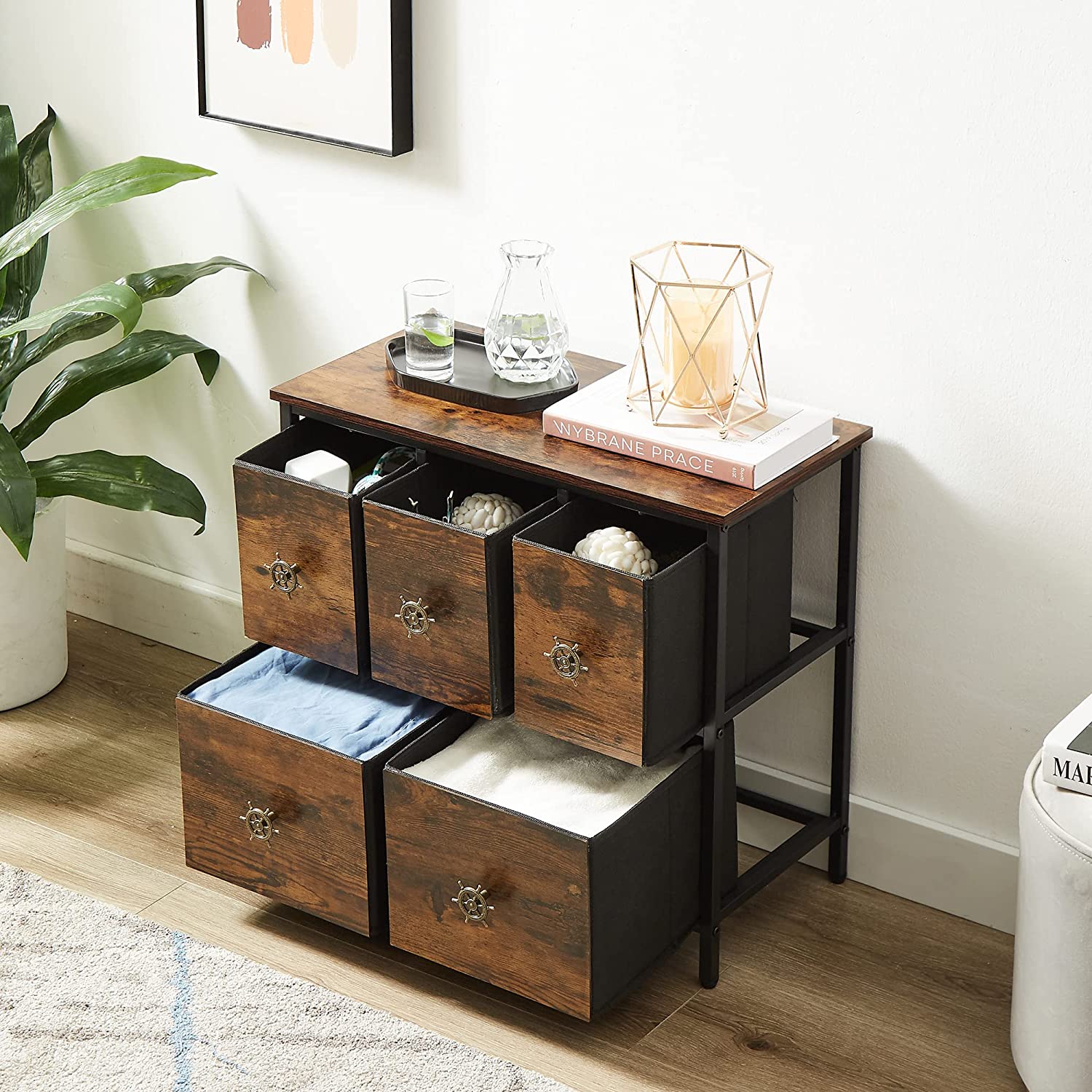 Dresser for Bedroom with 5 Fabric Drawers