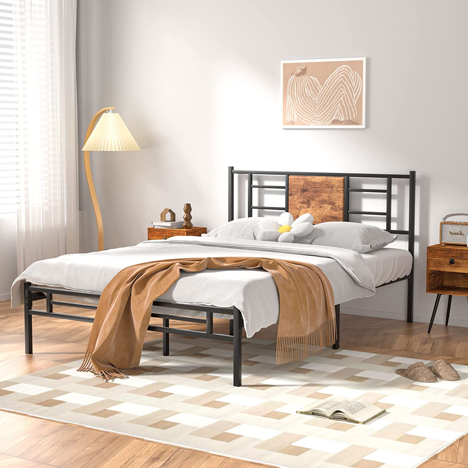 VECELO Platform Bed Frame Mattress Foundation with Headboard and Footboard - VECELO