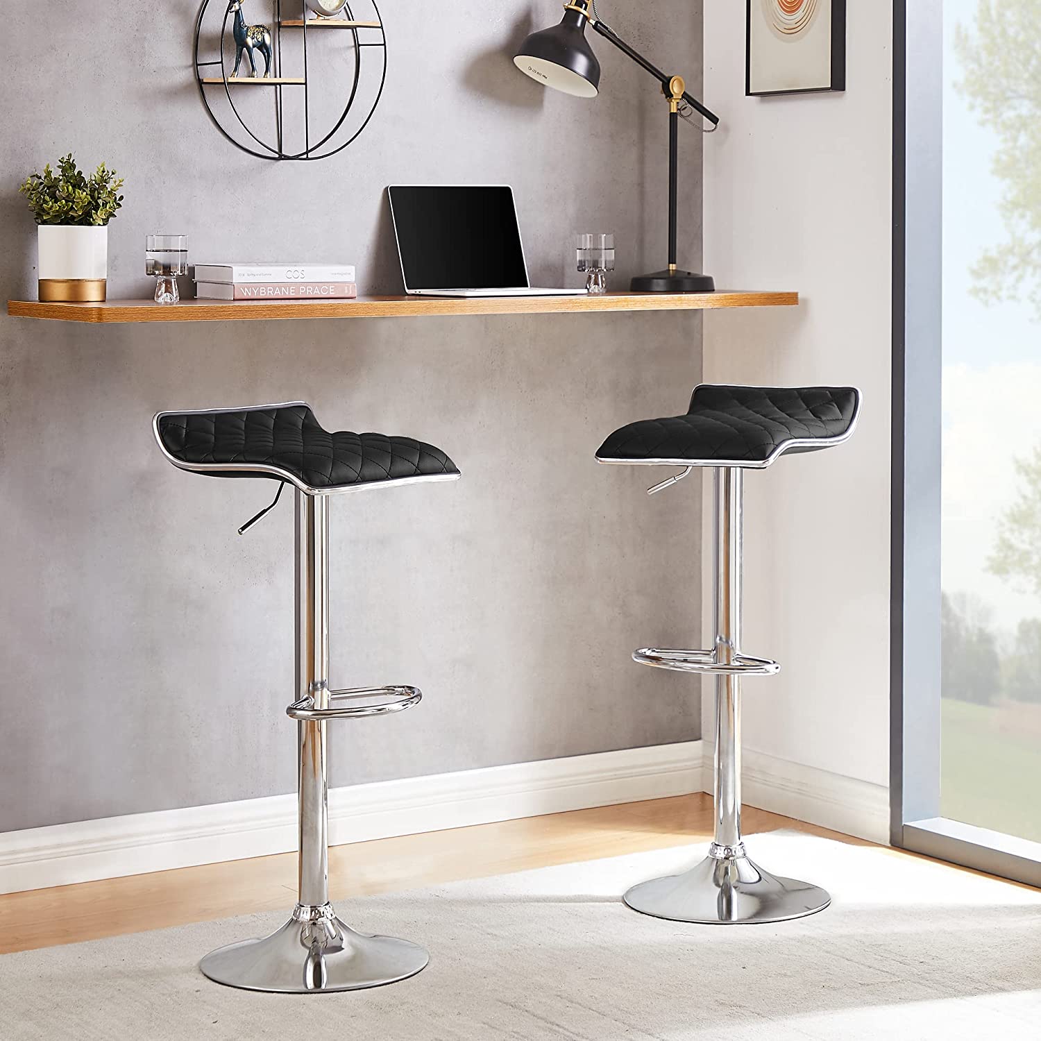 VECELO Bar Stools Set of 2, Kitchen Island Counter Height Bar Chairs - VECELO