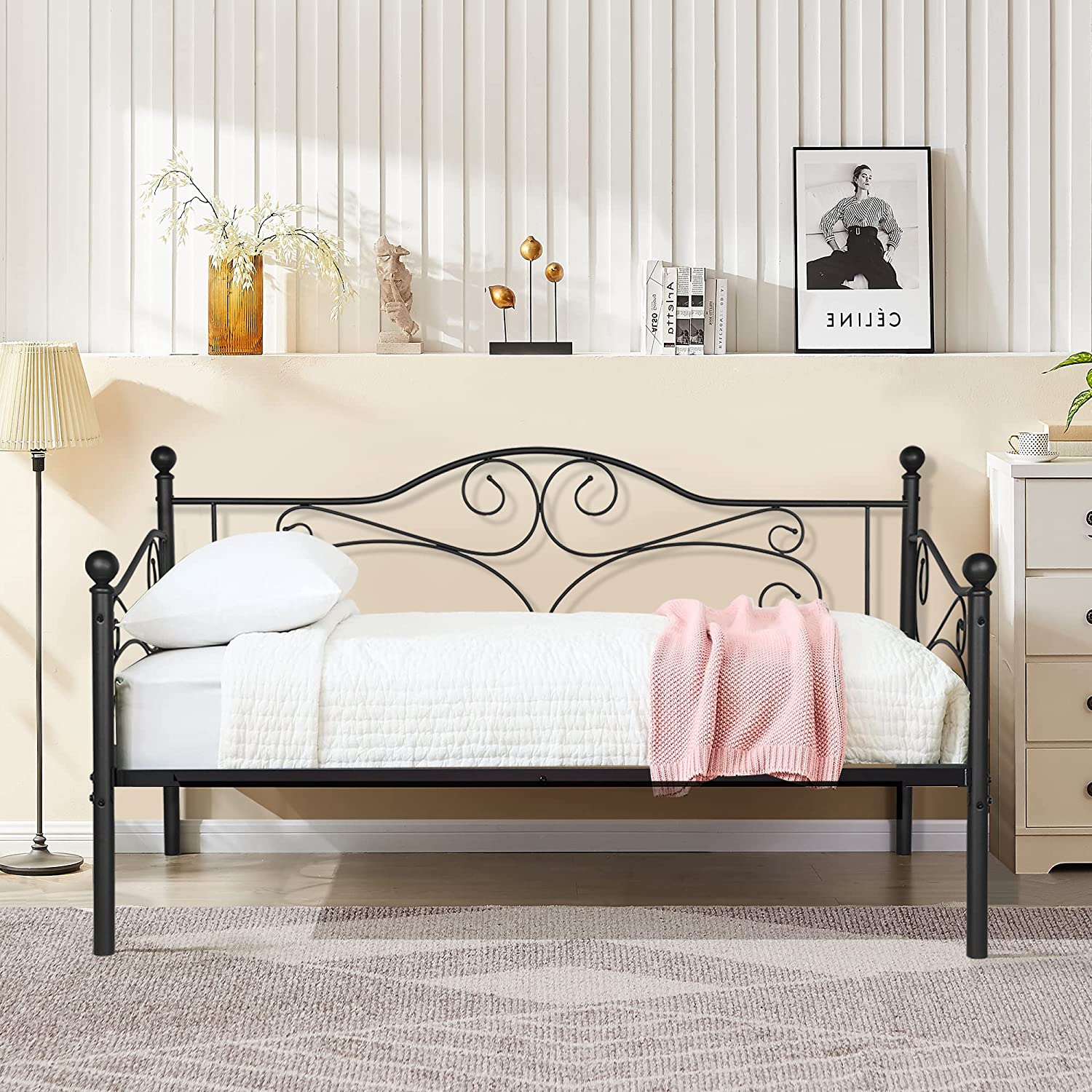 VECELO Premium Daybed Metal Bed Frame Twin Size - VECELO