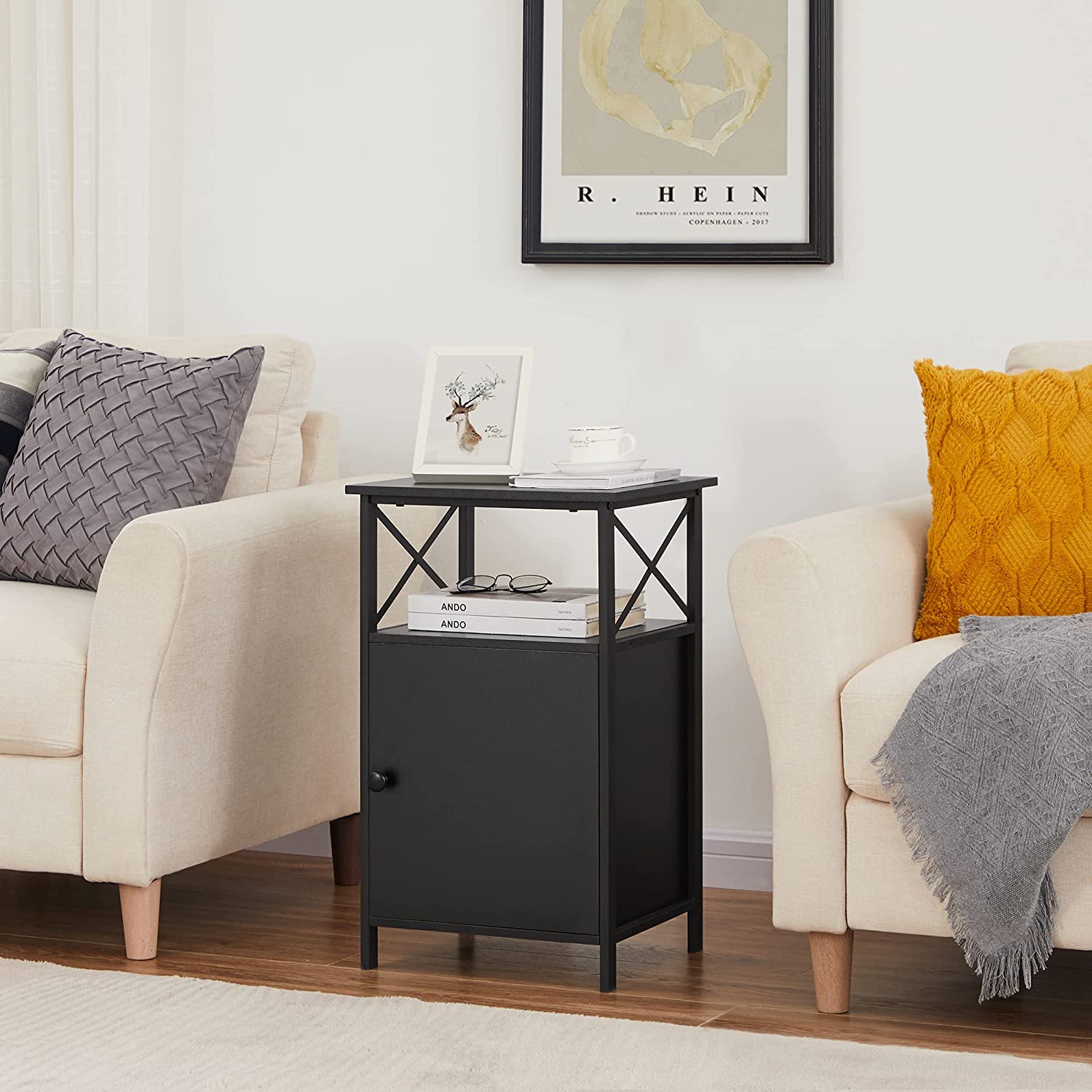 VECELO Tall Side Storage, Large Capacity Bedside Nightstand - VECELO