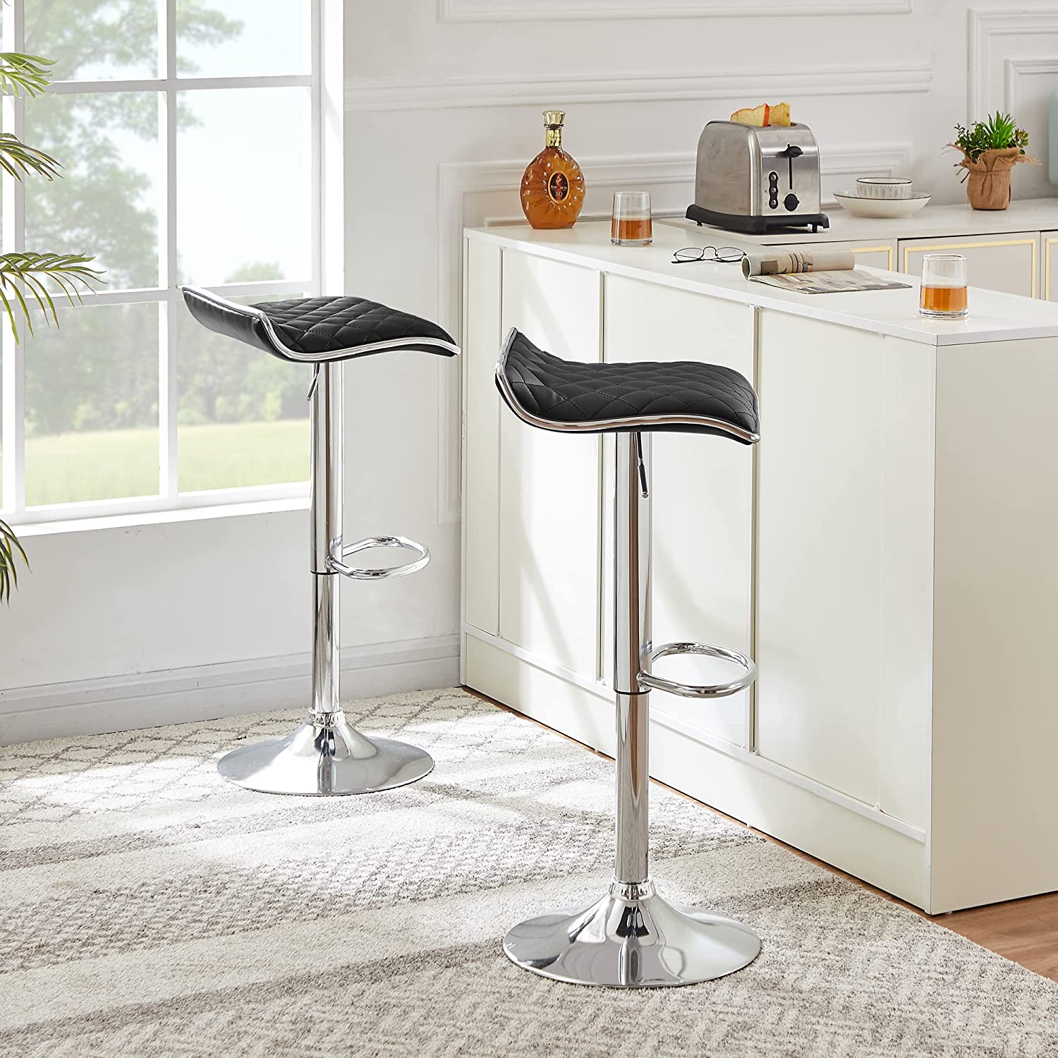 VECELO Bar Stools Set of 2, Kitchen Island Counter Height Bar Chairs - VECELO