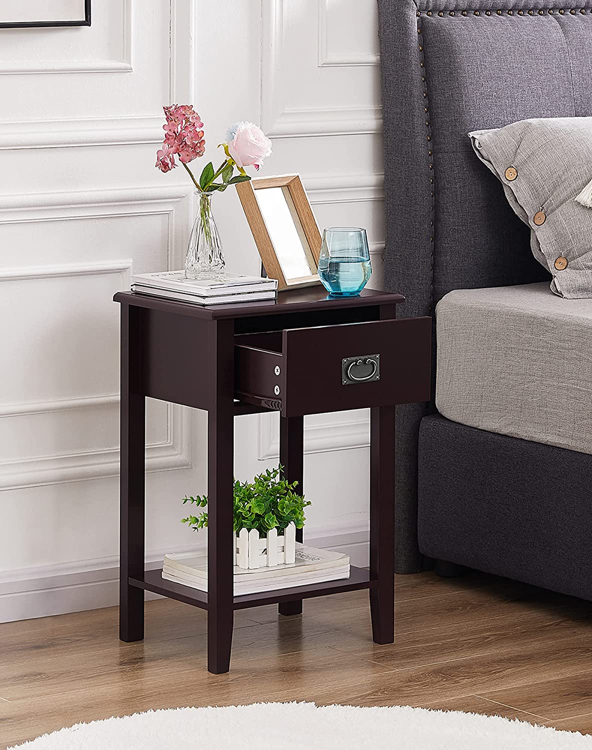 VECELO Modern Nightstands Set of 2, Side End Table with Drawers - VECELO