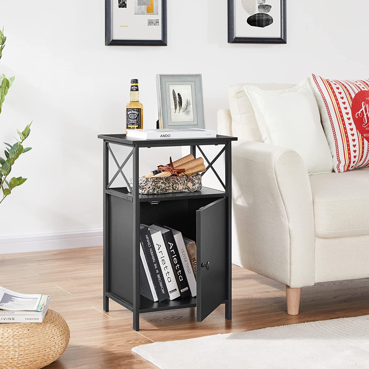 VECELO Tall Side Storage, Large Capacity Bedside Nightstand - VECELO