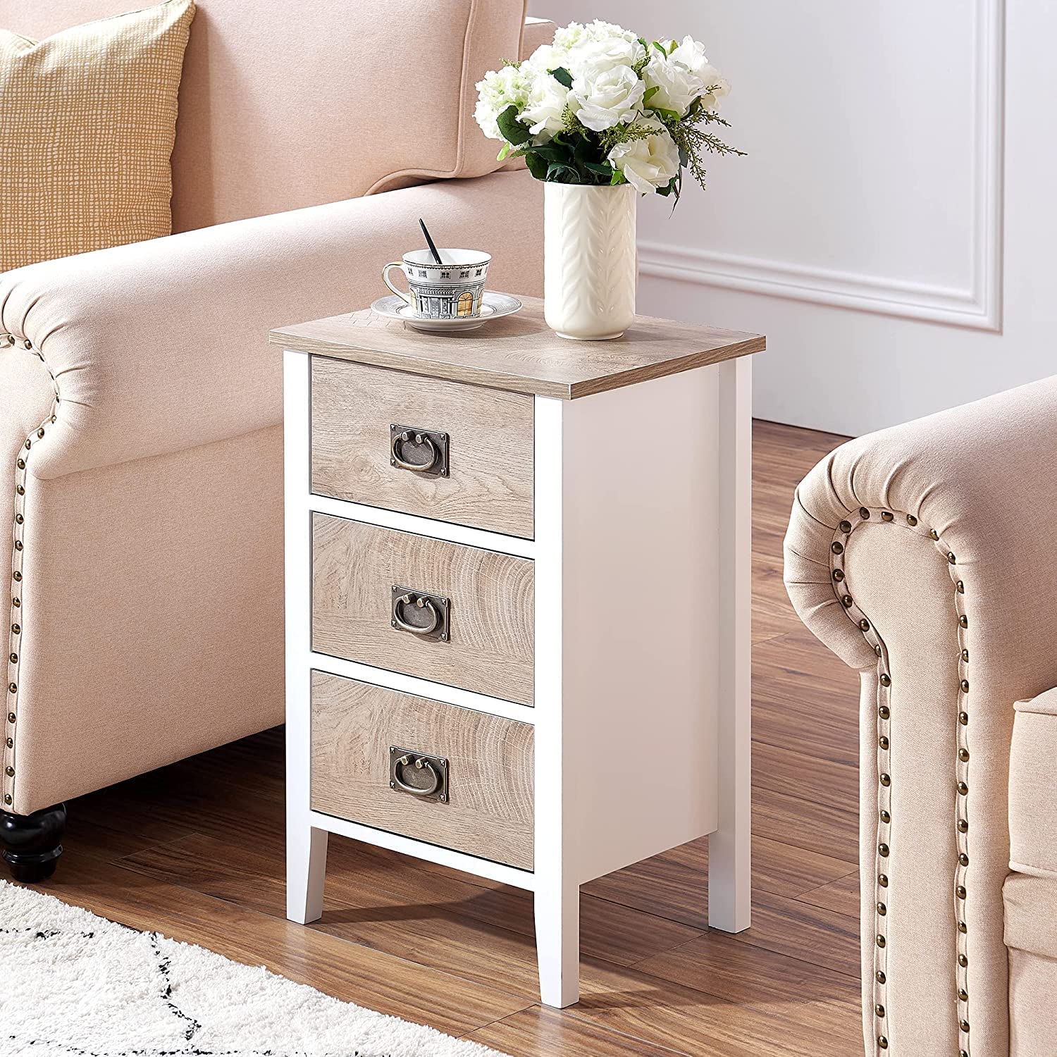 VECELO Modern Nightstands Set of 2, Side End Table with Drawers - VECELO