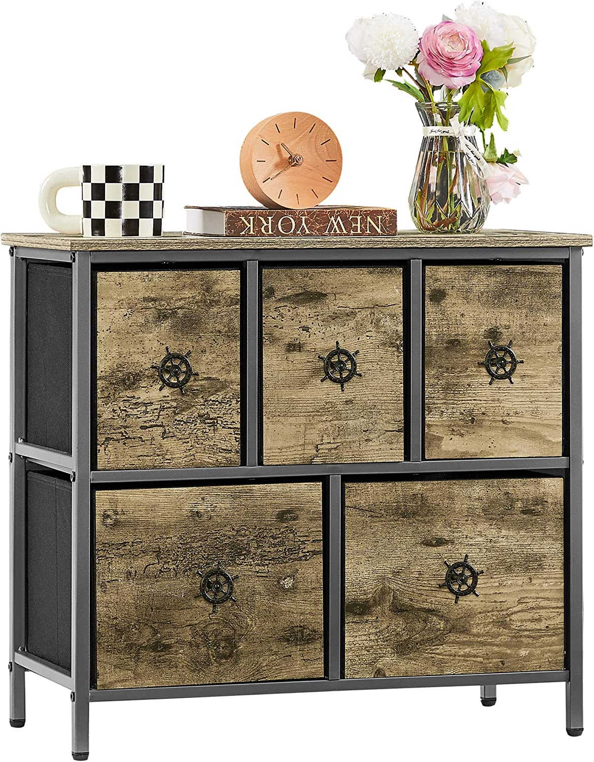Dresser for Bedroom with 5 Fabric Drawers