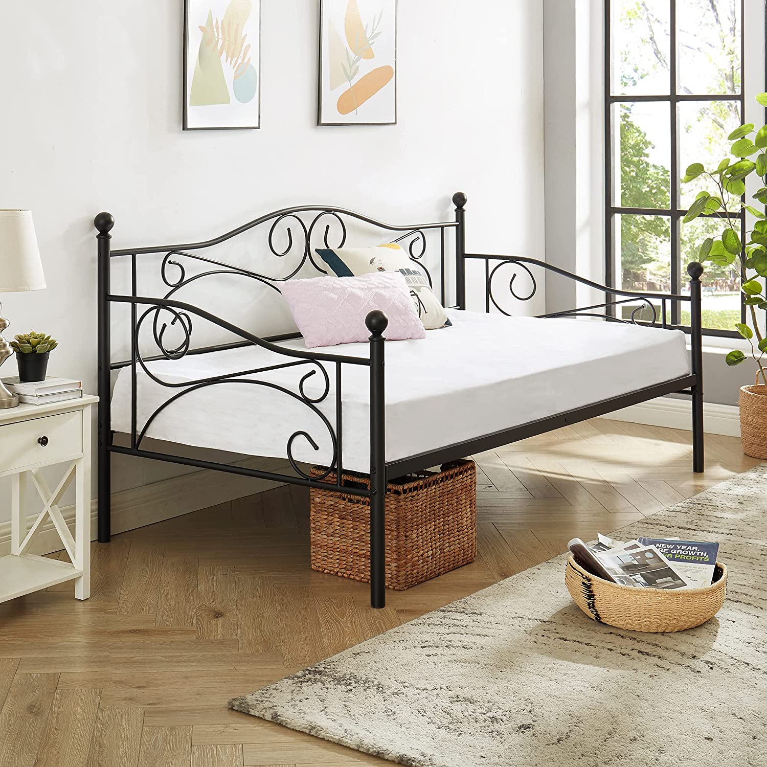 VECELO Premium Daybed Metal Bed Frame Twin Size - VECELO