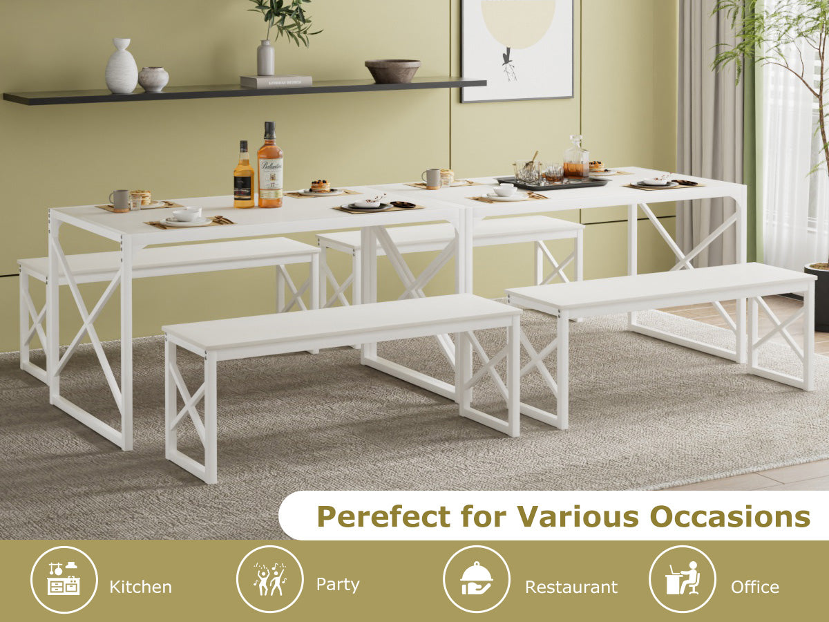 VECELO Kitchen Table with 2 Benches for 4