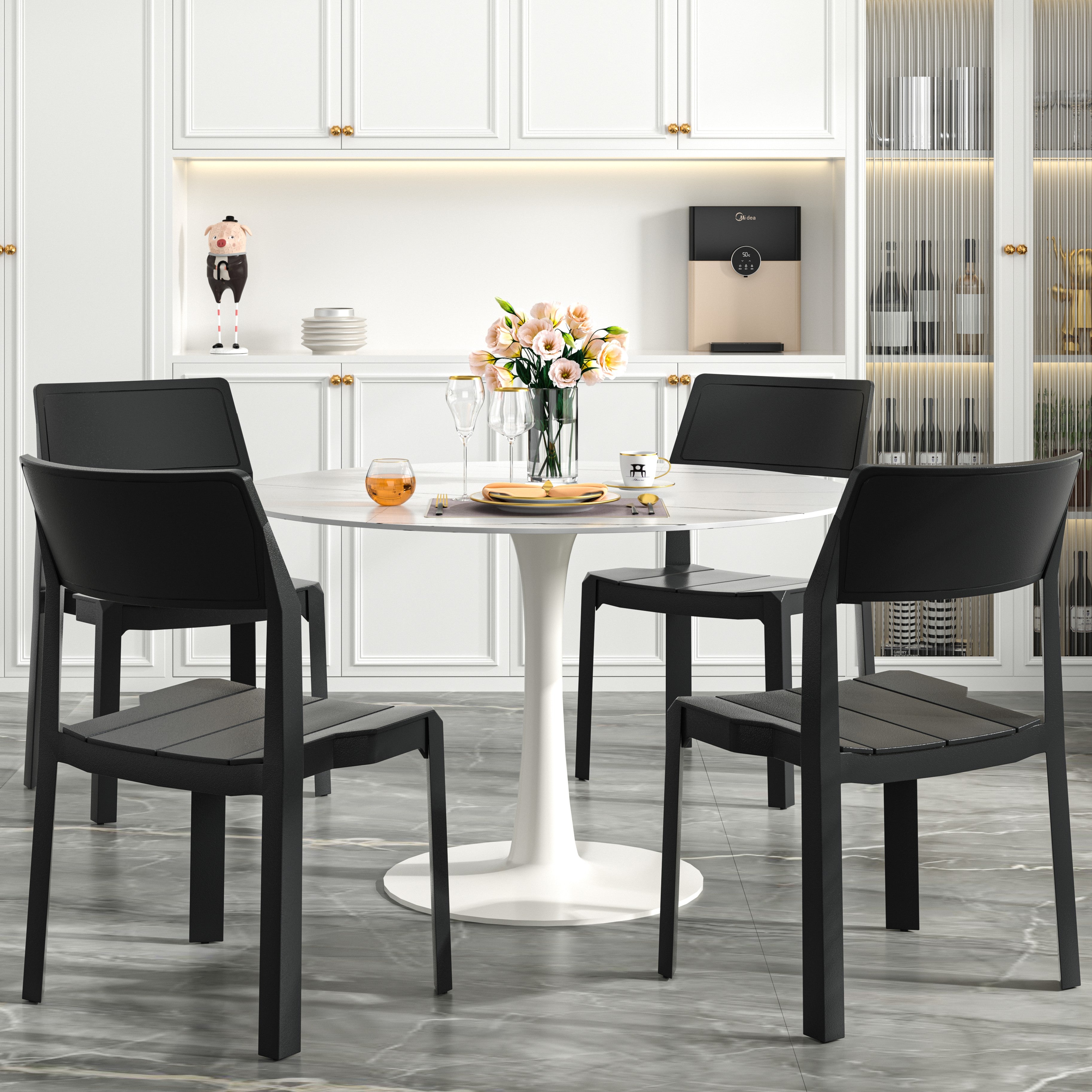 VECELO Dining Chairs Set of 4, Stackable Plastic Kitchen Chairs - VECELO