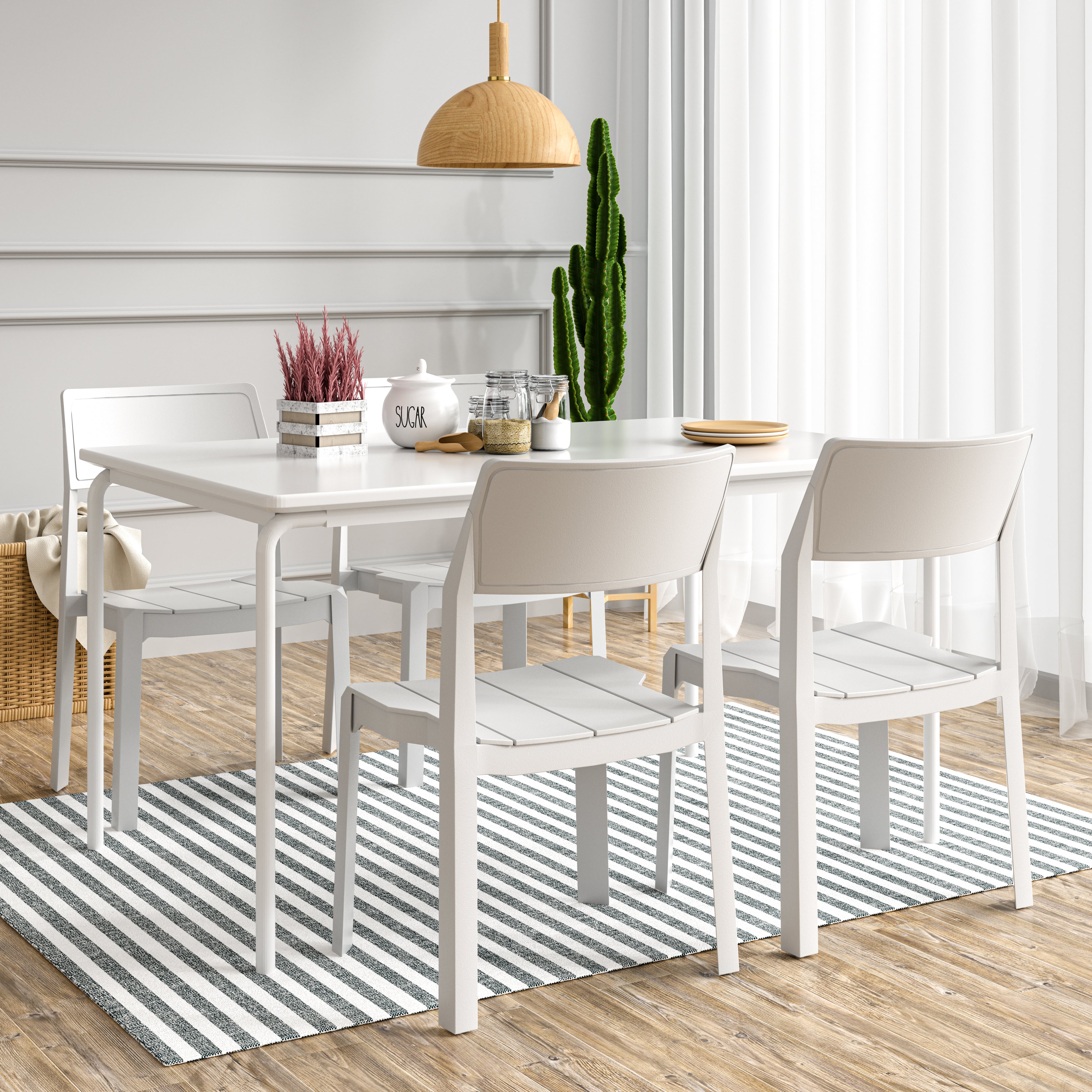 VECELO Dining Chairs Set of 4, Stackable Plastic Kitchen Chairs - VECELO