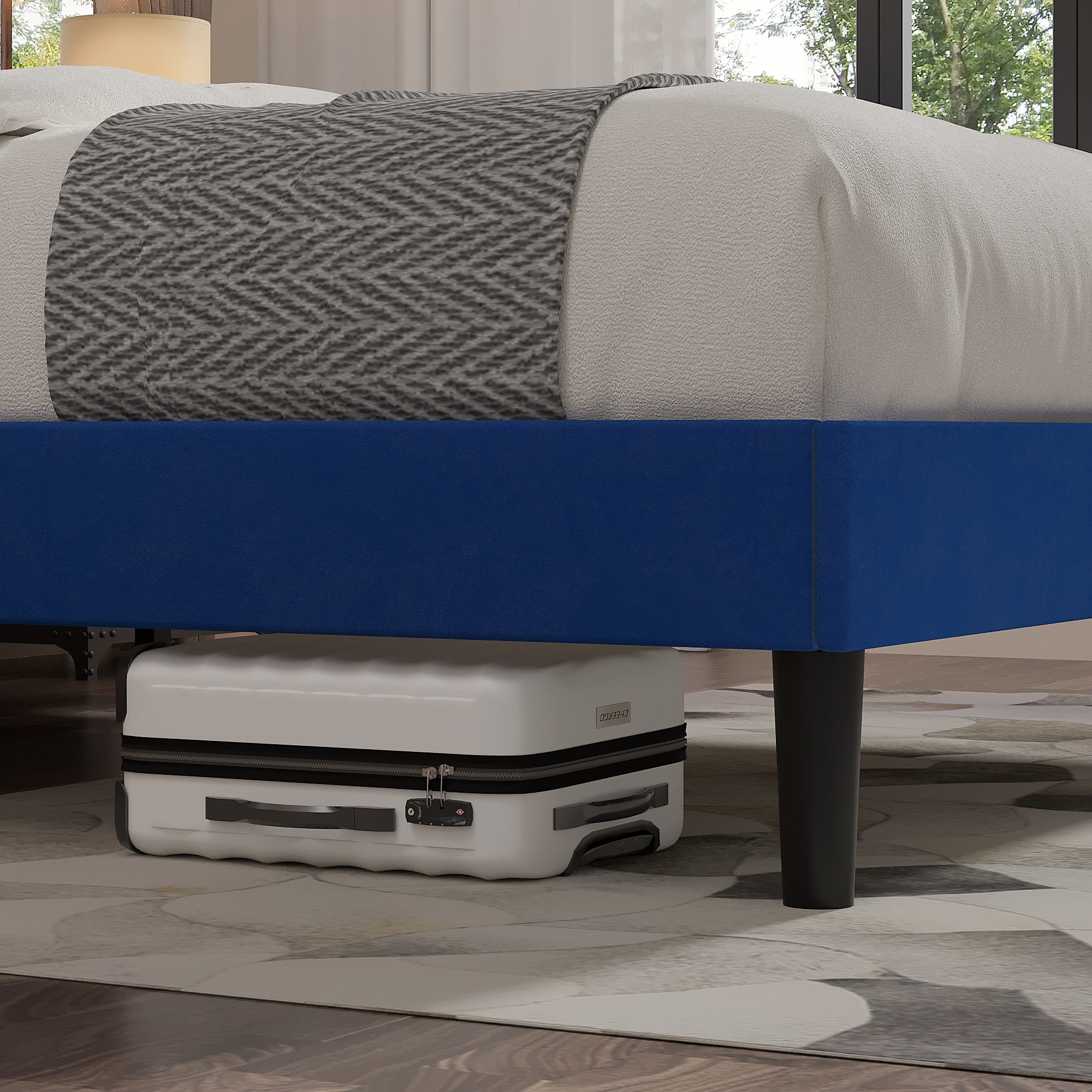 VECELO Upholstered Platform bedframe with Adjustable Headboard