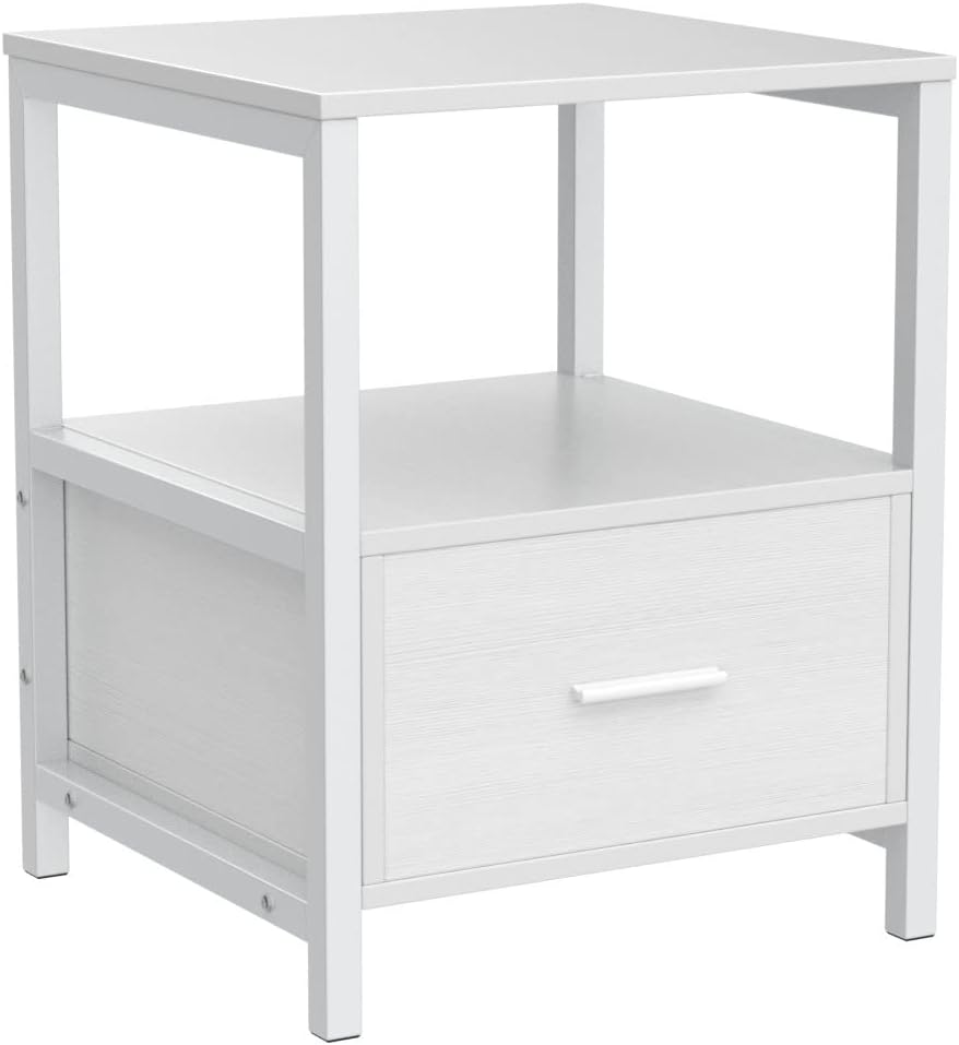 VECELO Nightstand Modern Square End Side Table, 1 Pack/2 Packs