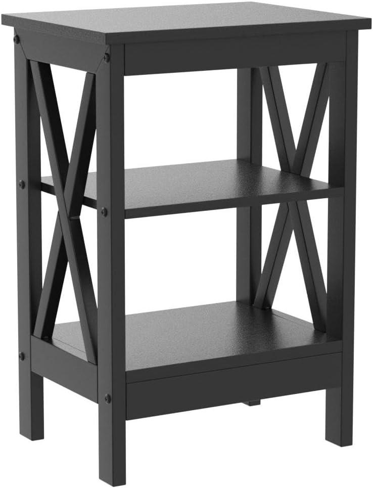 VECELO Modern Nightstand Side End Table with 3-Tiers Open Storage Shelf, 1 pack/2 packs