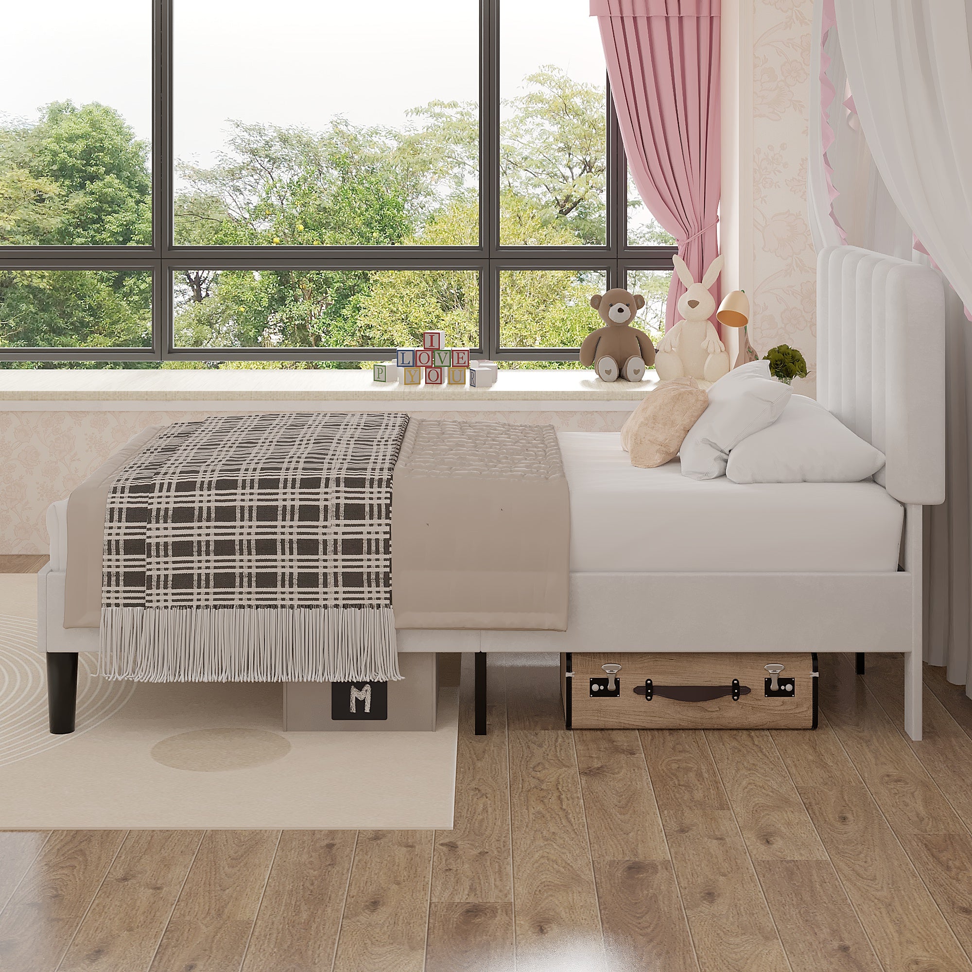 VECELO Upholstered Platform bedframe with Adjustable Headboard