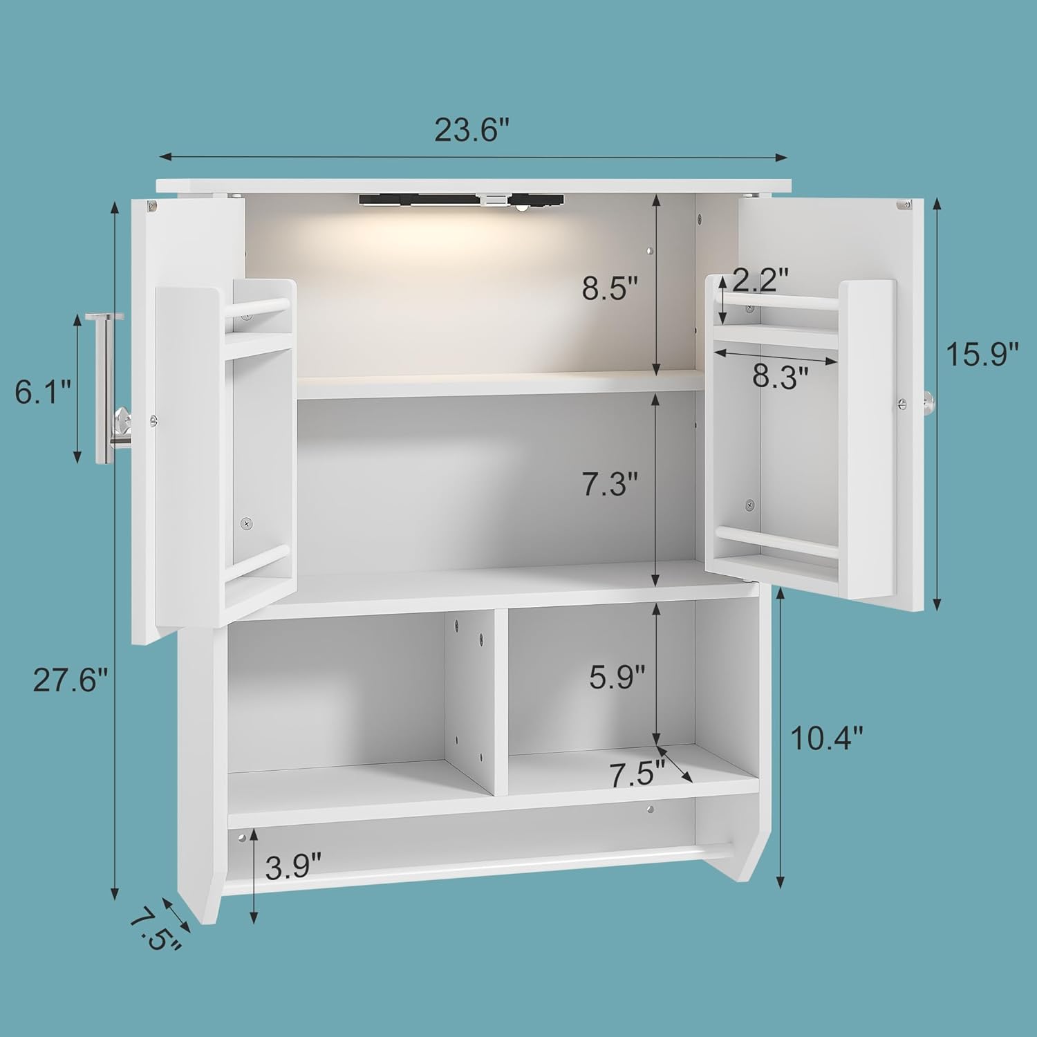 VECELO Bathroom Wall Cabinet with LED Light