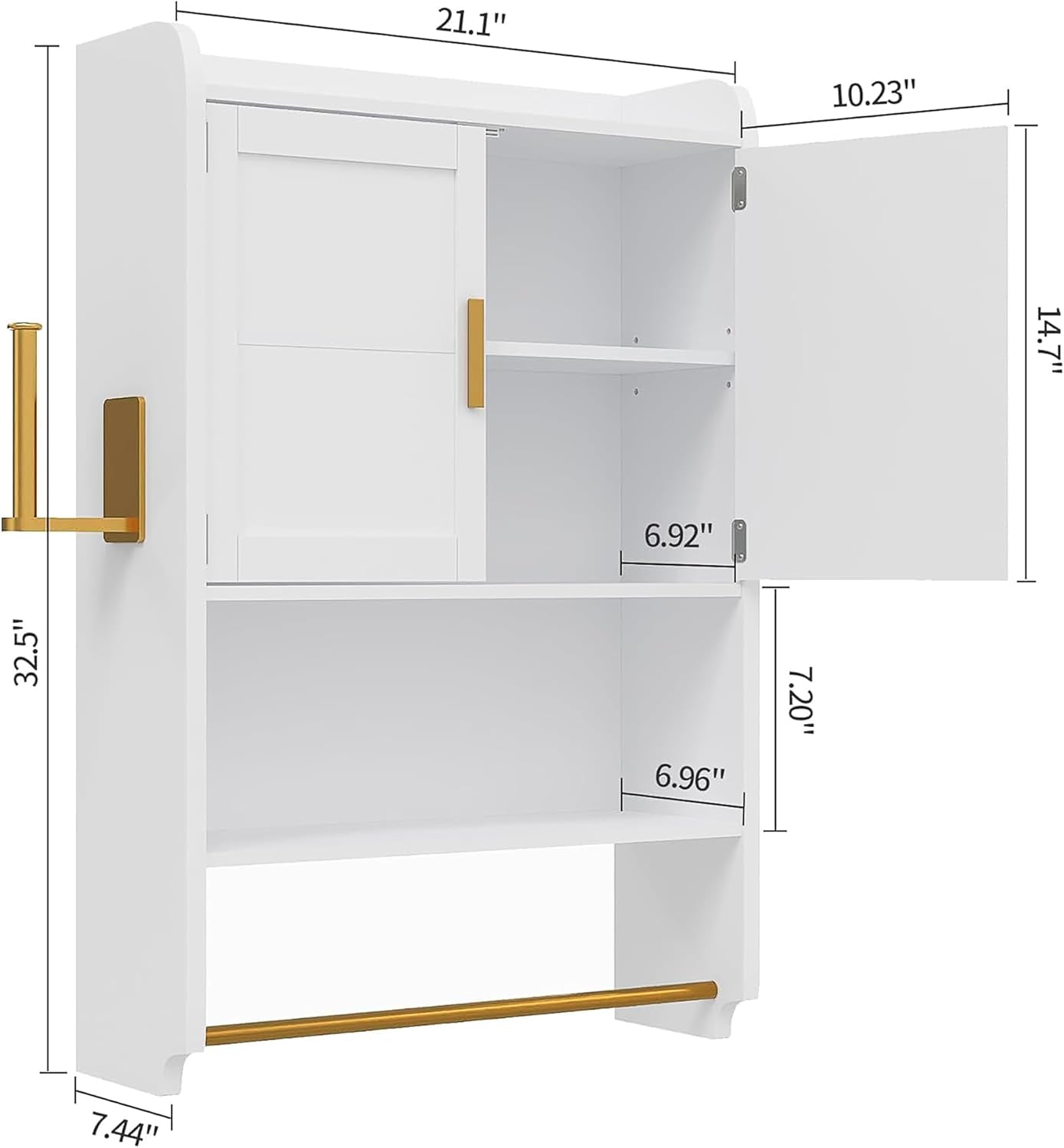 VECELO Bathroom Wall Cabinet, Wall Mounted Medicine Cabinet - VECELO