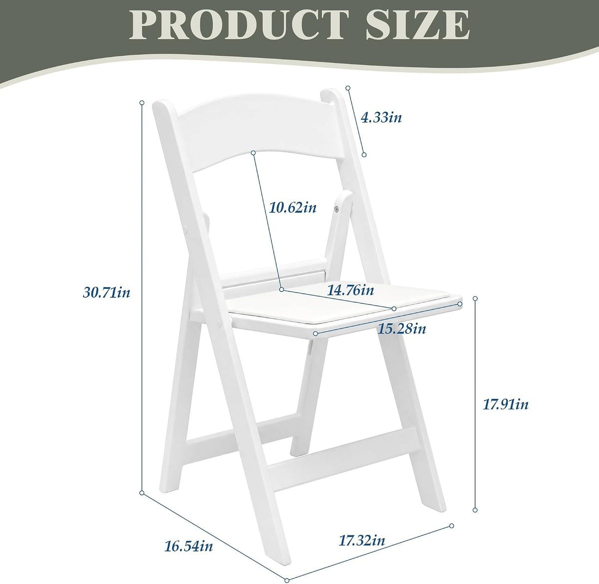 VECELO Folding Chair with Padded Seat  Foldable Resin Dining Chairs for Indoor Outdoor Use