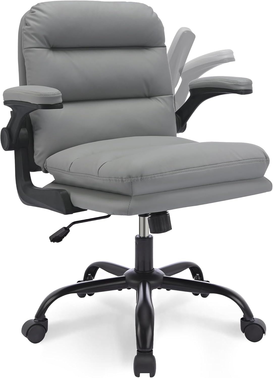 VECELO Ergonomic Swivel Office Desk Chair with Flip-up Armrest and Adjustable Height Lumbar Support