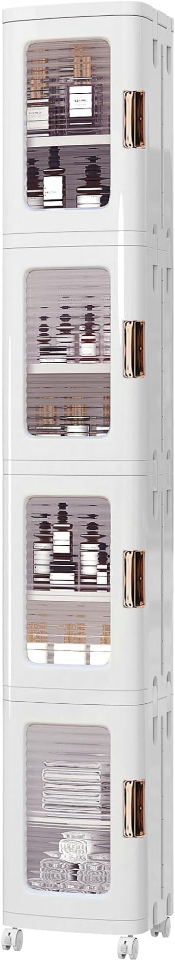VECELO 4-Tier Tall Narrow Storage Cabinet with Movable Wheels - VECELO