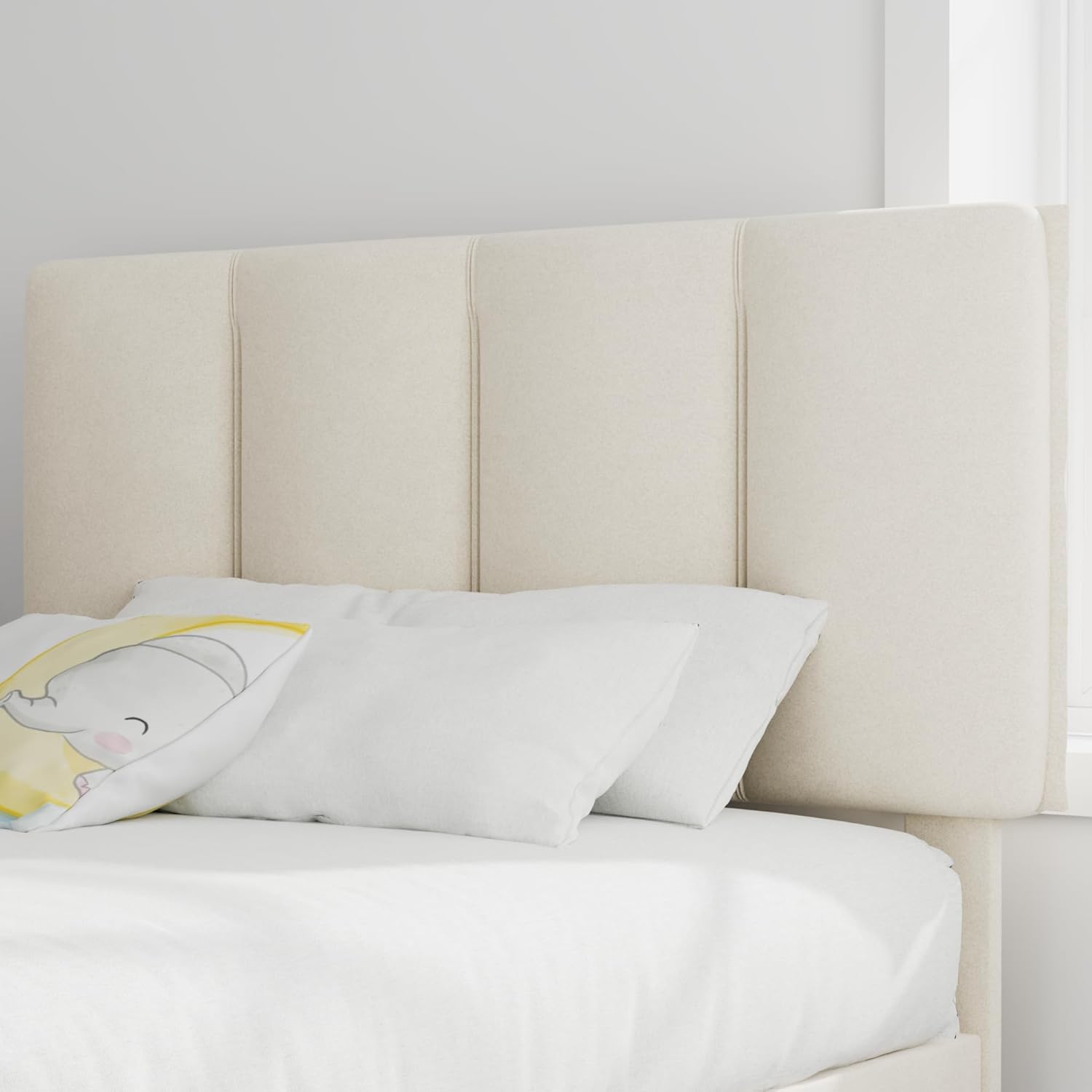 VECELO Modern Upholstered Platform Bedframe, Adjustable Headboard