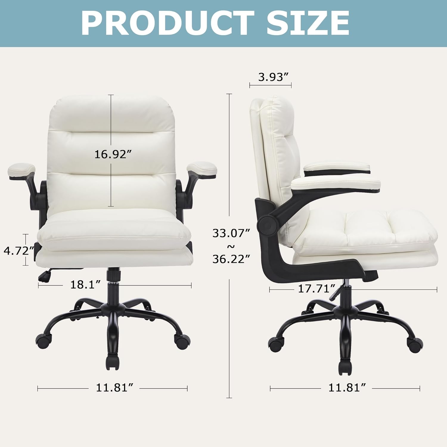 VECELO Ergonomic Swivel Office Desk Chair with Flip-up Armrest and Adjustable Height Lumbar Support
