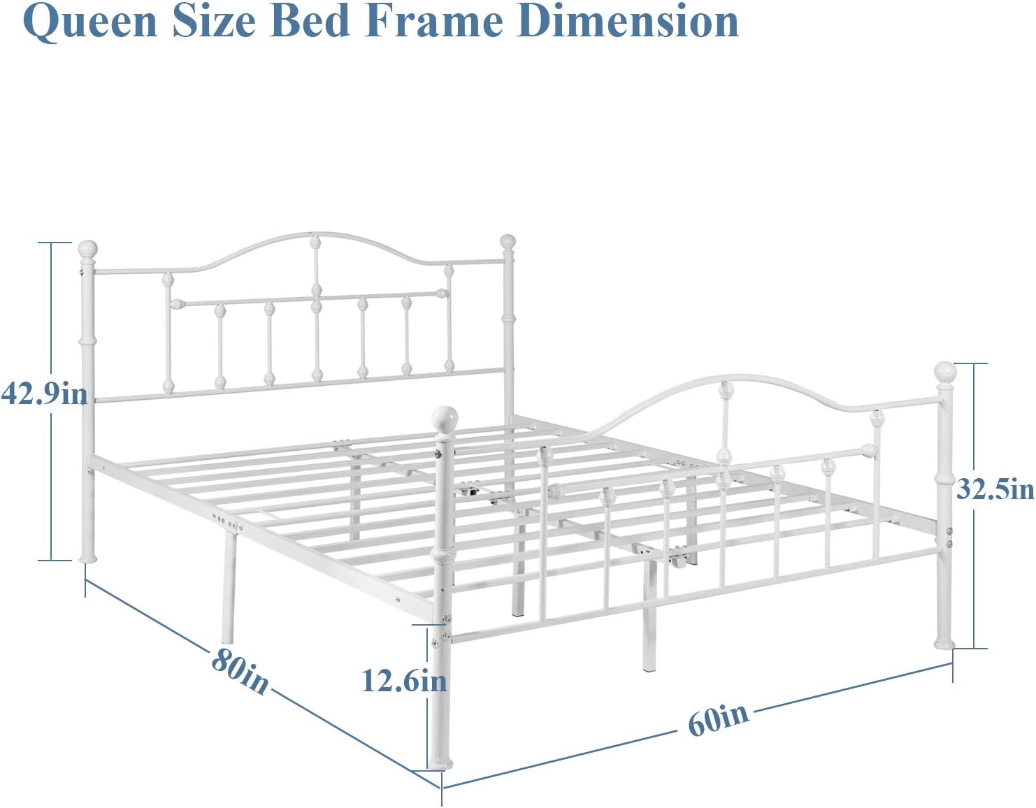 VECELO Classical Black Bed Frame Metal Platform Mattress Foundation with Headboard & Footboard - VECELO