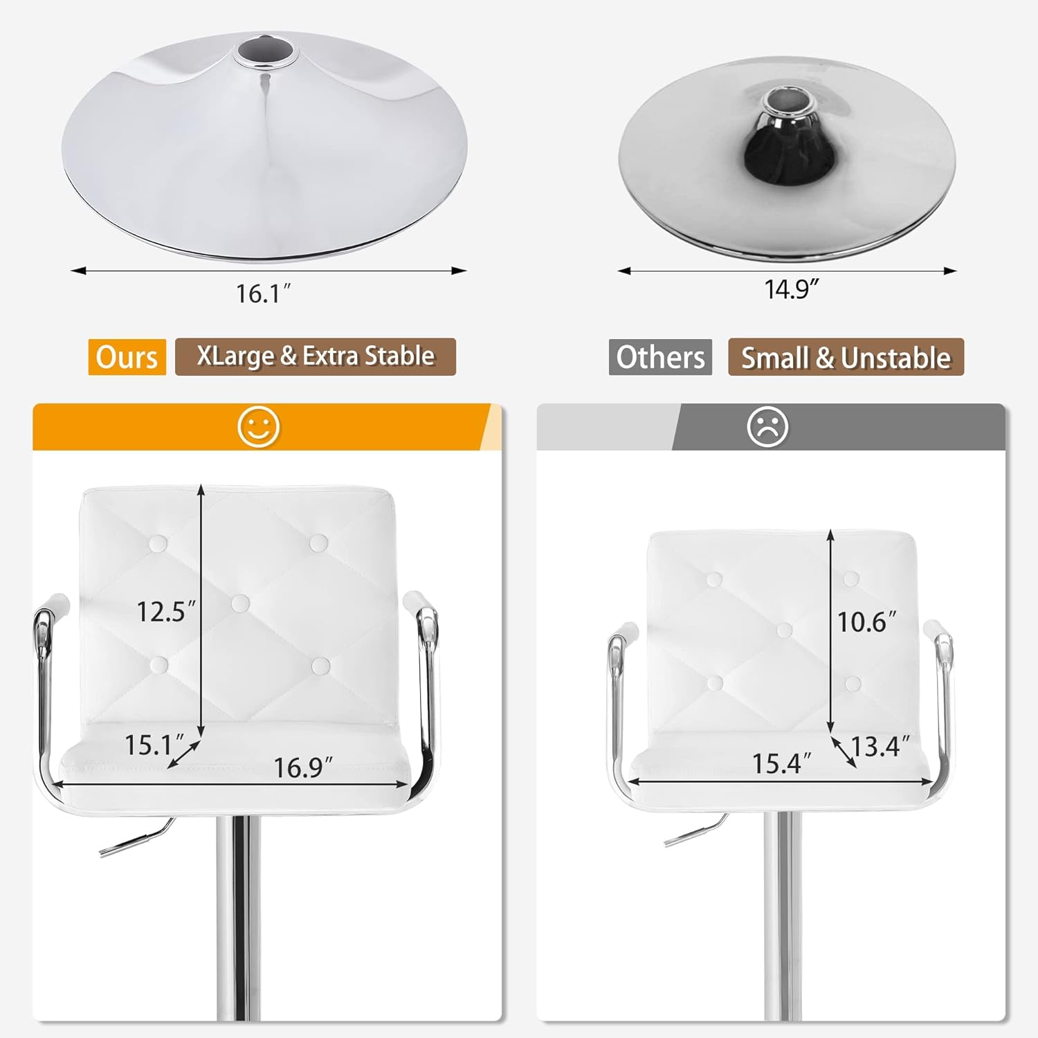 VECELO Adjustable Counter Height Bar Stools Set of 2 - VECELO